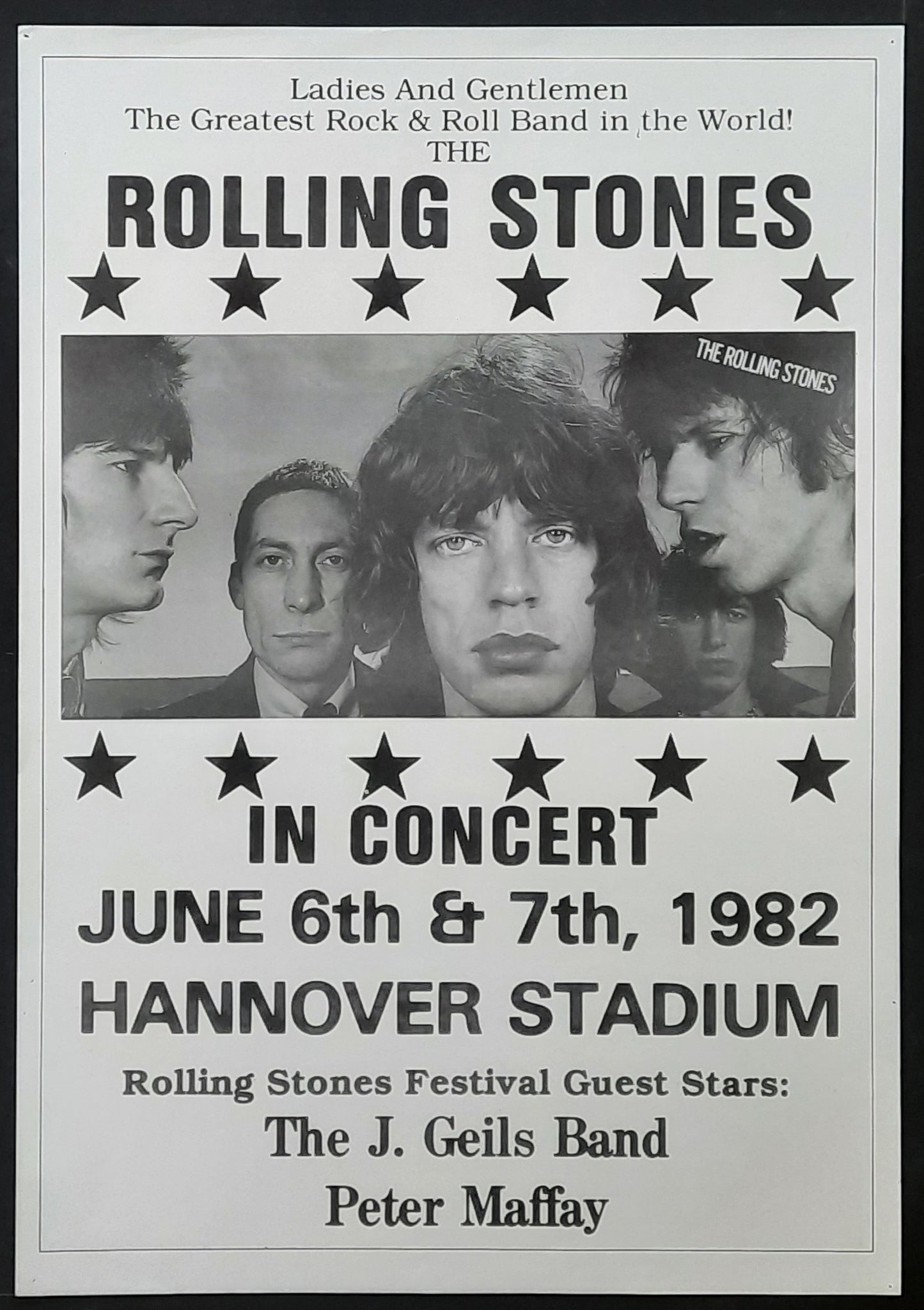 ROLLING STONES 1982 Gig Poster - June 6 & 7 Hannover Germany