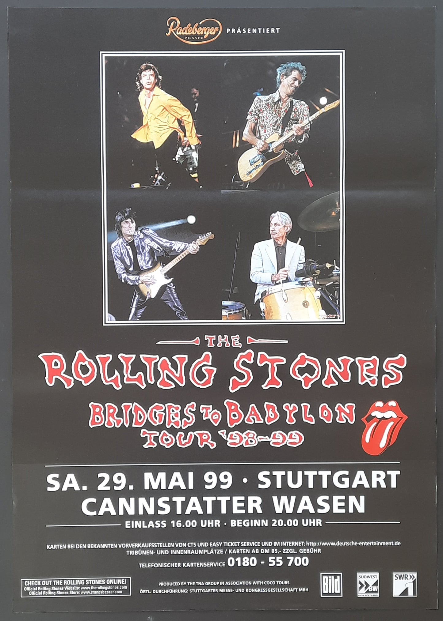 ROLLING STONES Original Concert Poster May 29, 1999 Stuttgart Germany