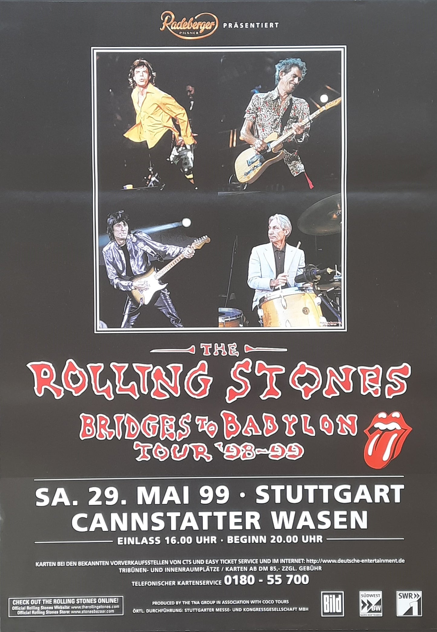 ROLLING STONES Original Concert Poster May 29, 1999 Stuttgart Germany