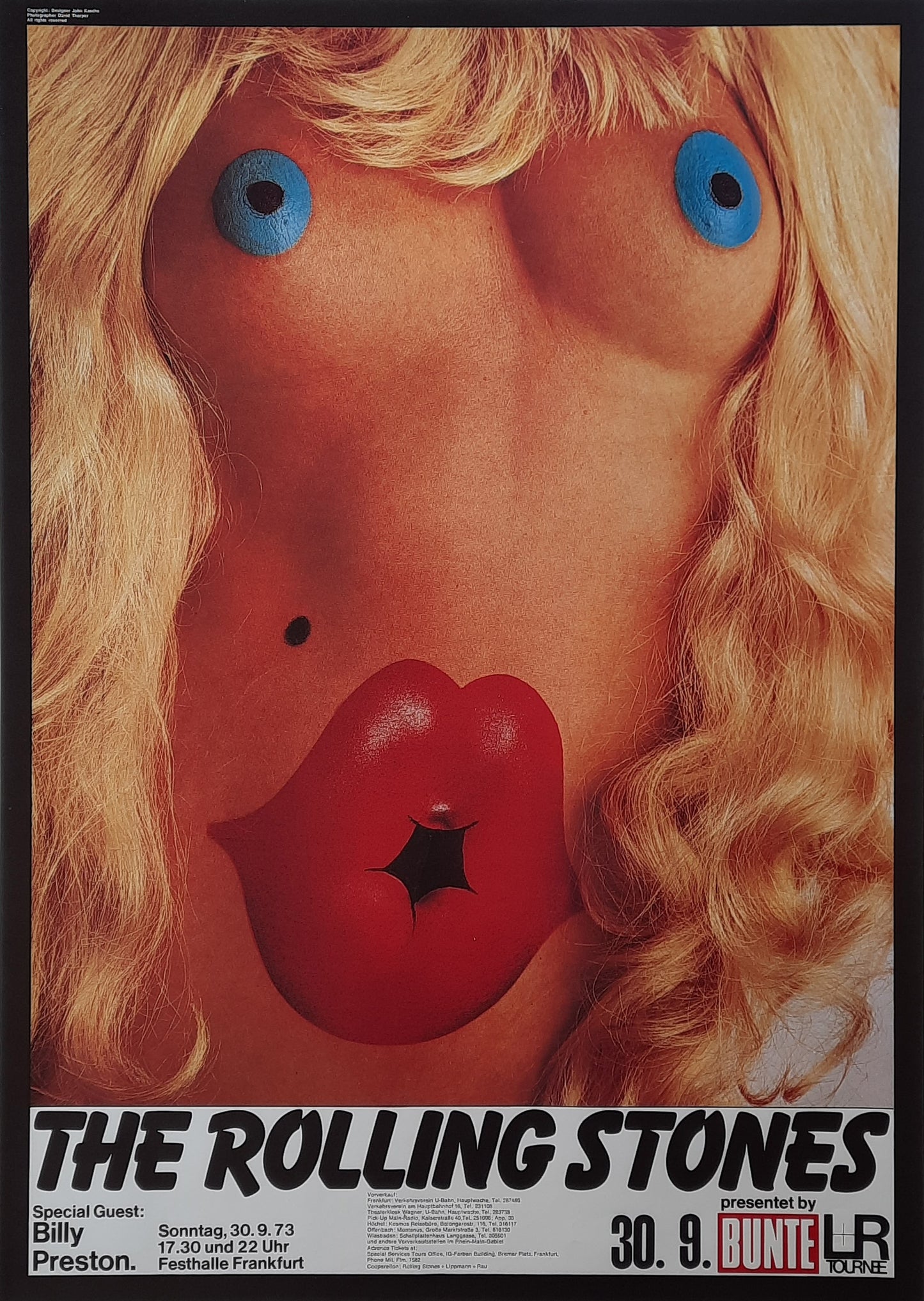 ROLLING STONES Original Concert Poster September 30, 1973 Frankfurt Germany 1st print MINT
