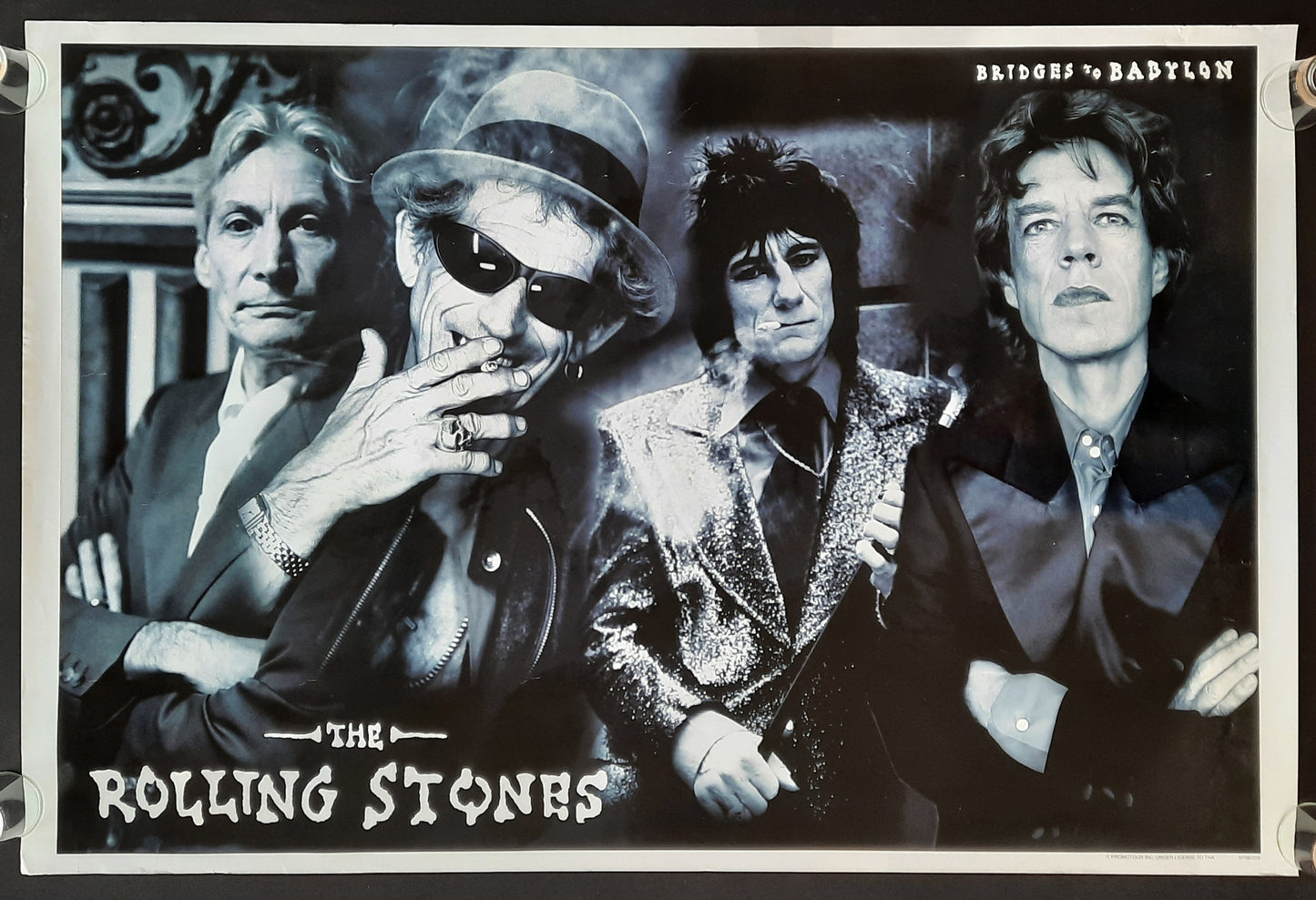 ROLLING STONES Original Promotion Poster - 1997 Album "Bridges To Babylon" Band b/w" 2
