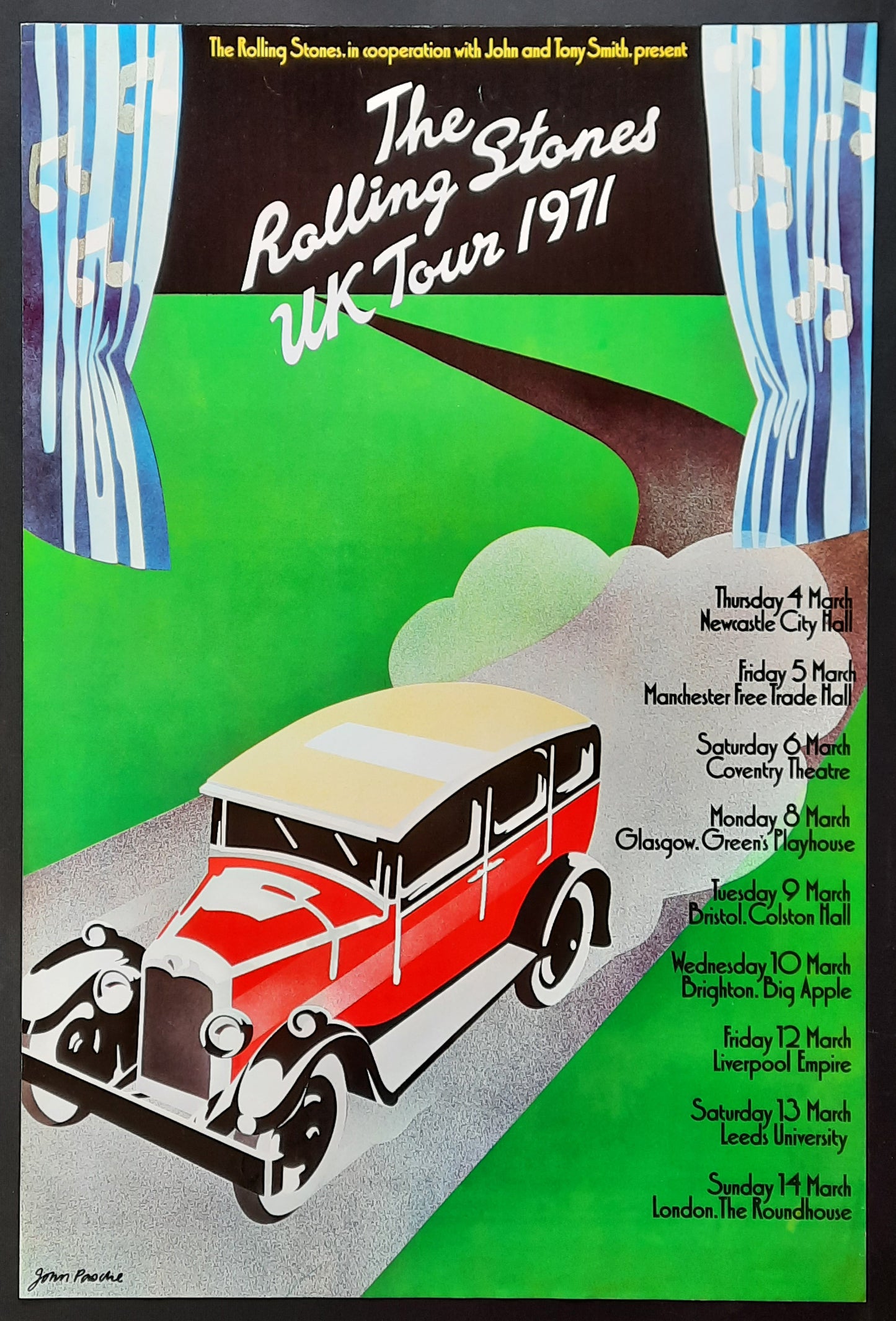 ROLLING STONES Original UK Tour Poster 1971 1st print! 2