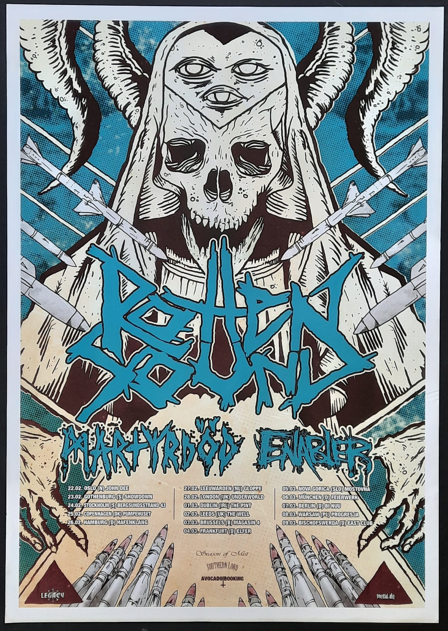 ROTTEN SOUND Original Concert Poster 2013 Tour