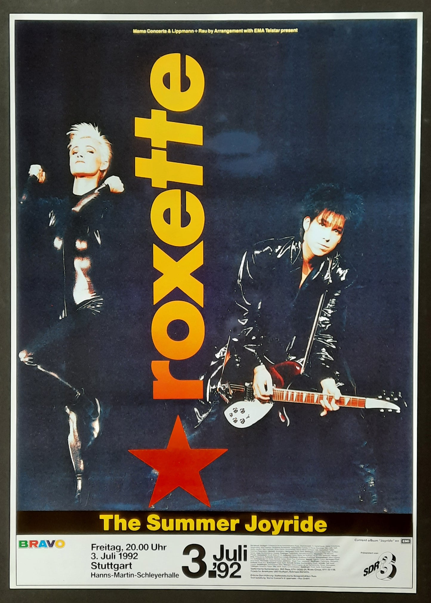 ROXETTE Original Concert Poster July 3, 1992 Stuttgart Germany 2