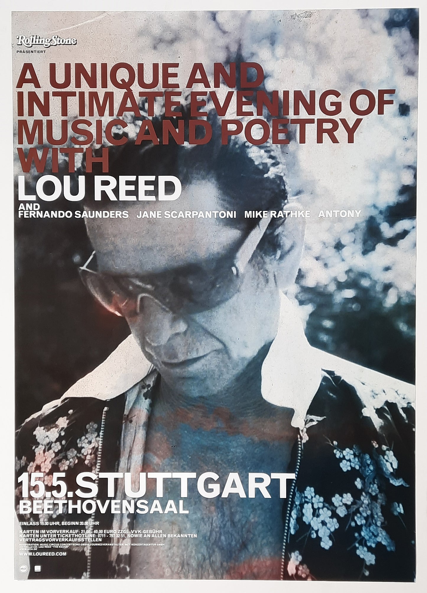 LOU REED 2012 Concert Poster May 15th Stuttgart Germany 1st print