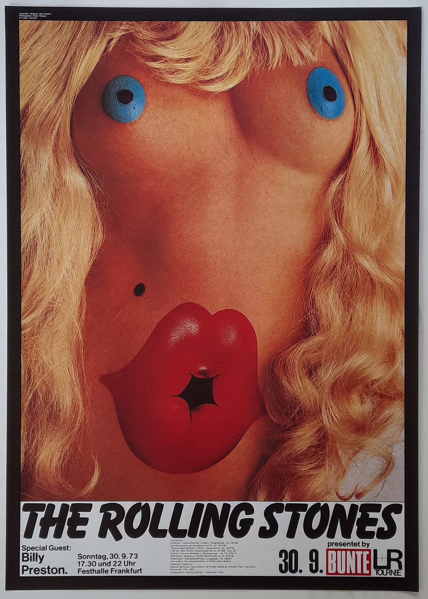 ROLLING STONES Original Concert Poster September 30, 1973 Frankfurt Germany 1st print MINT