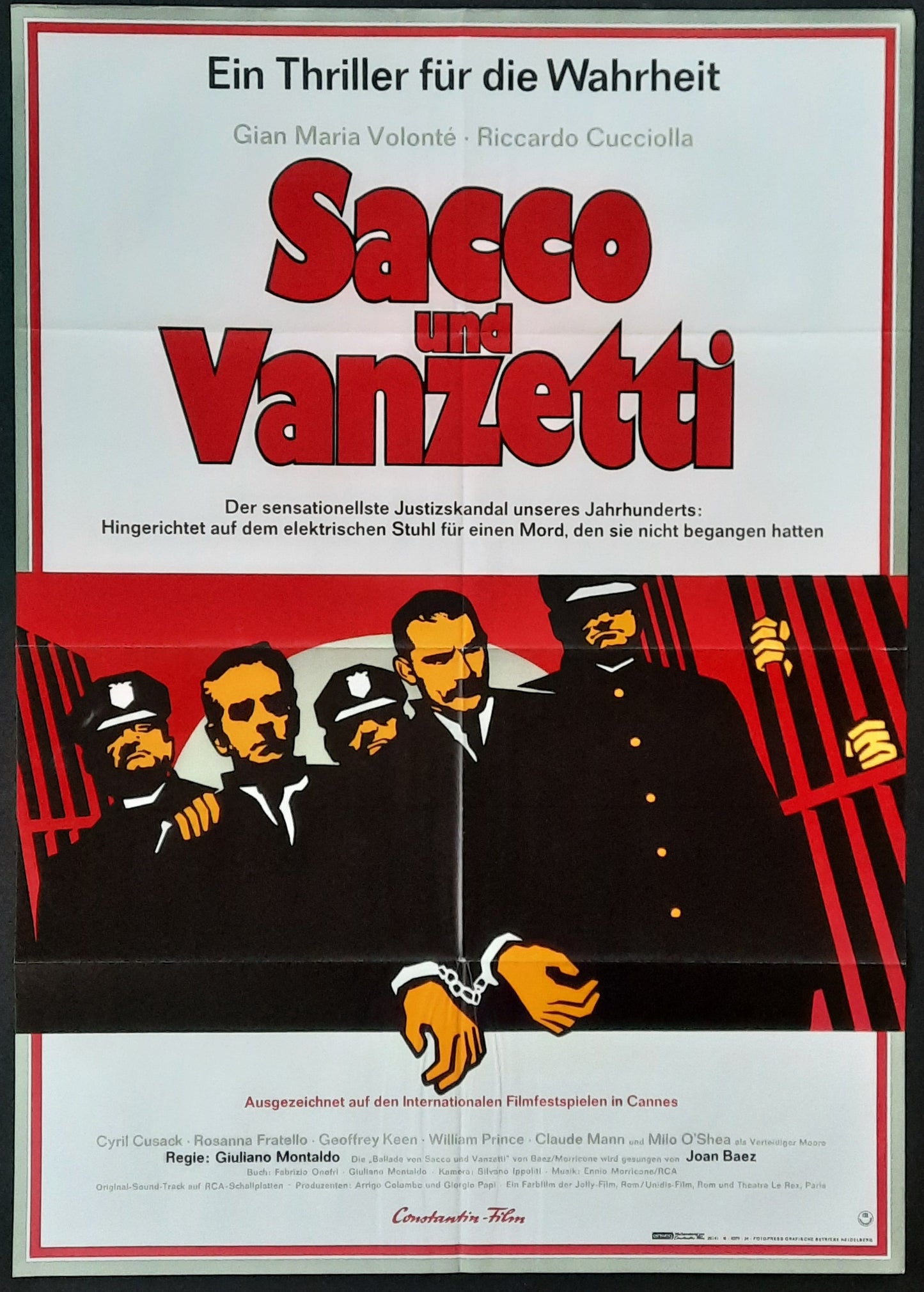 SACCO & VANZETTI Original Movie Poster 1971 Giuliano Montaldo German 1-Sheet A