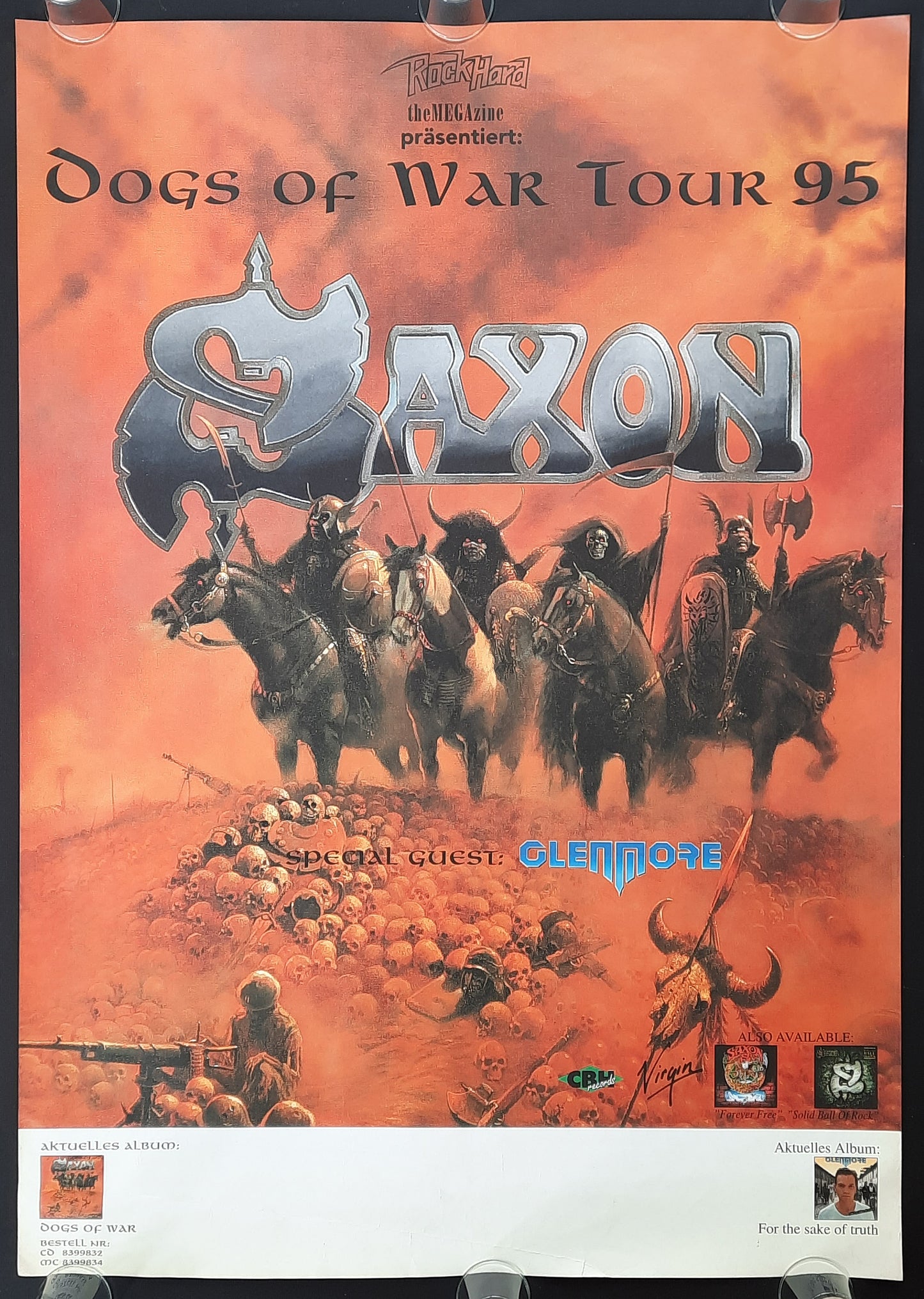 SAXON Original Concert Poster (blank) 1995 "Dogs Of War Tour" 2