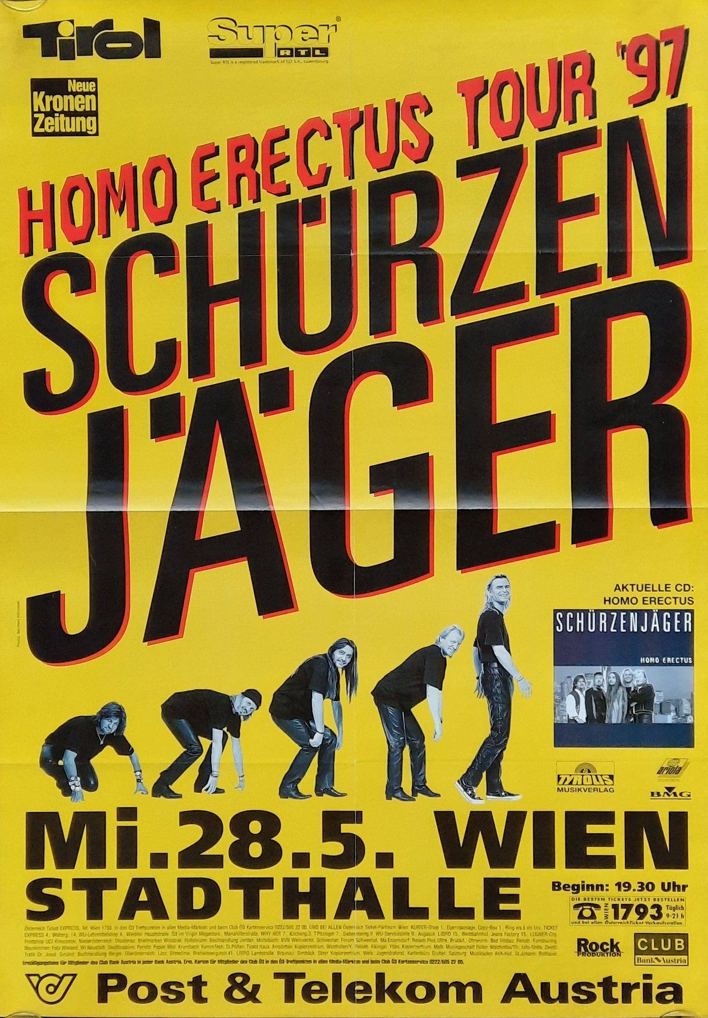 SCHÜRZENJÄGER Original Concert Poster May 28, 1995 Vienna Austria