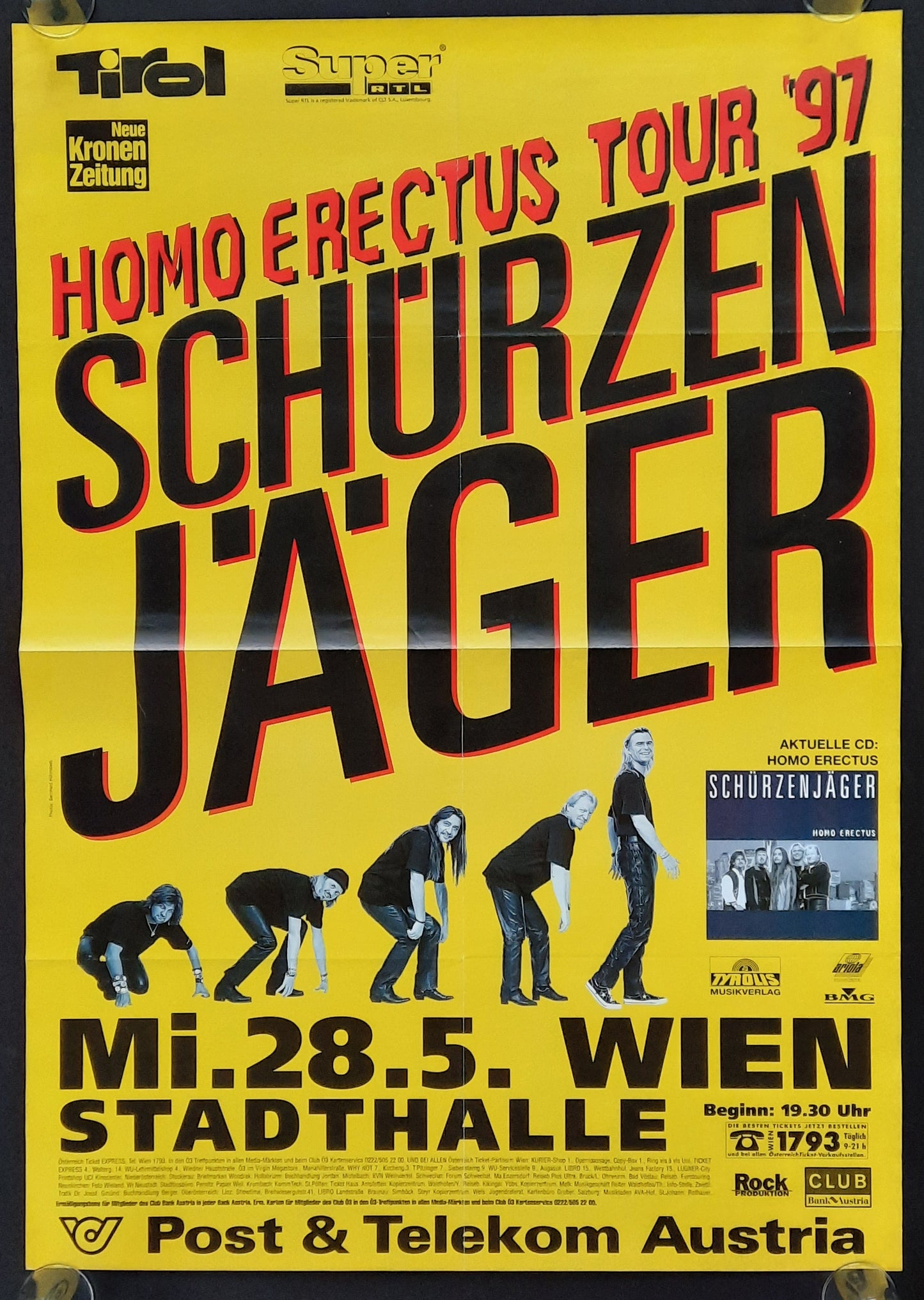 SCHÜRZENJÄGER Original Concert Poster May 28, 1995 Vienna Austria 2