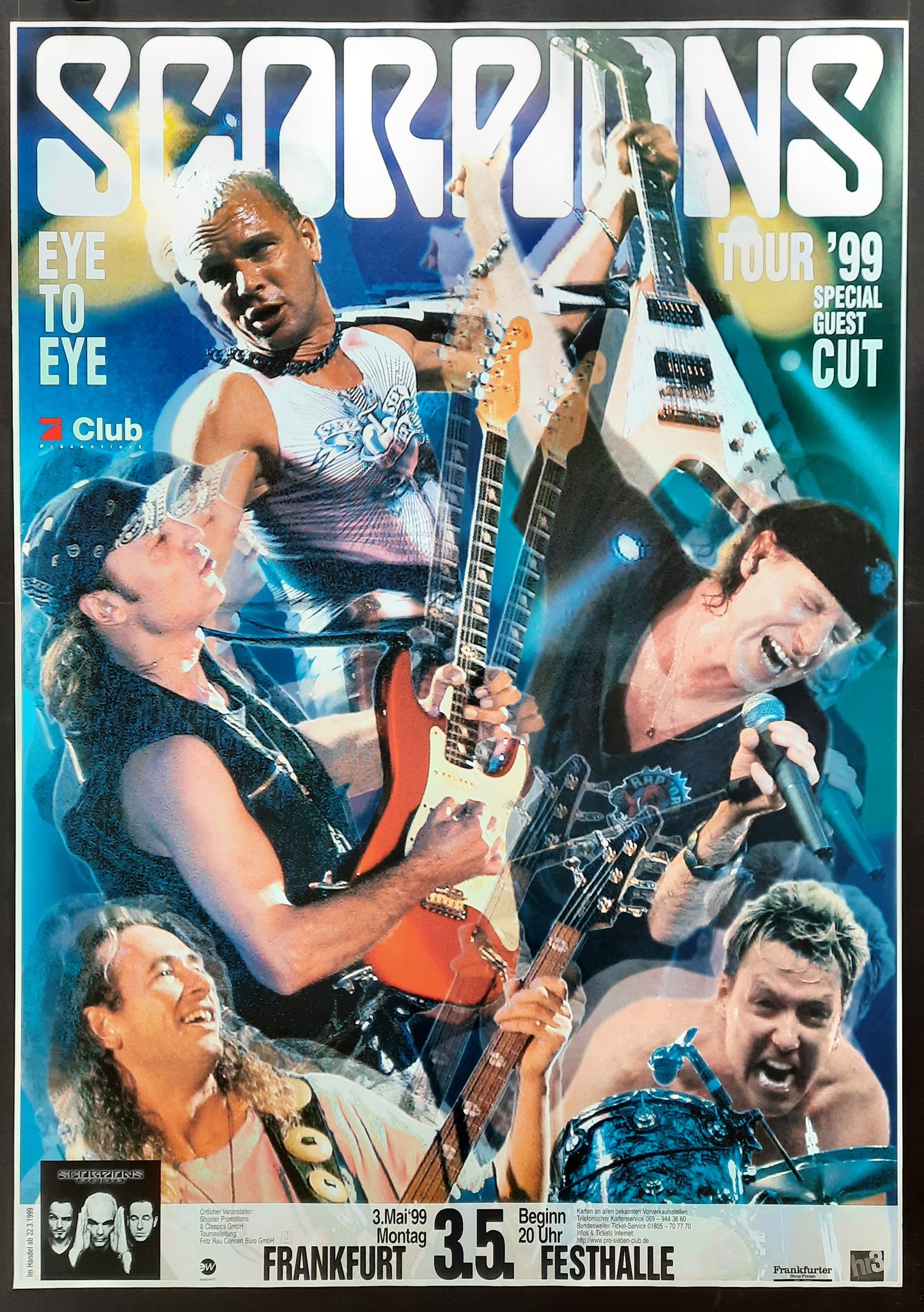 SCORPIONS Original Concert Poster 1999 Frankfurt Germany SUBWAY POSTER 2