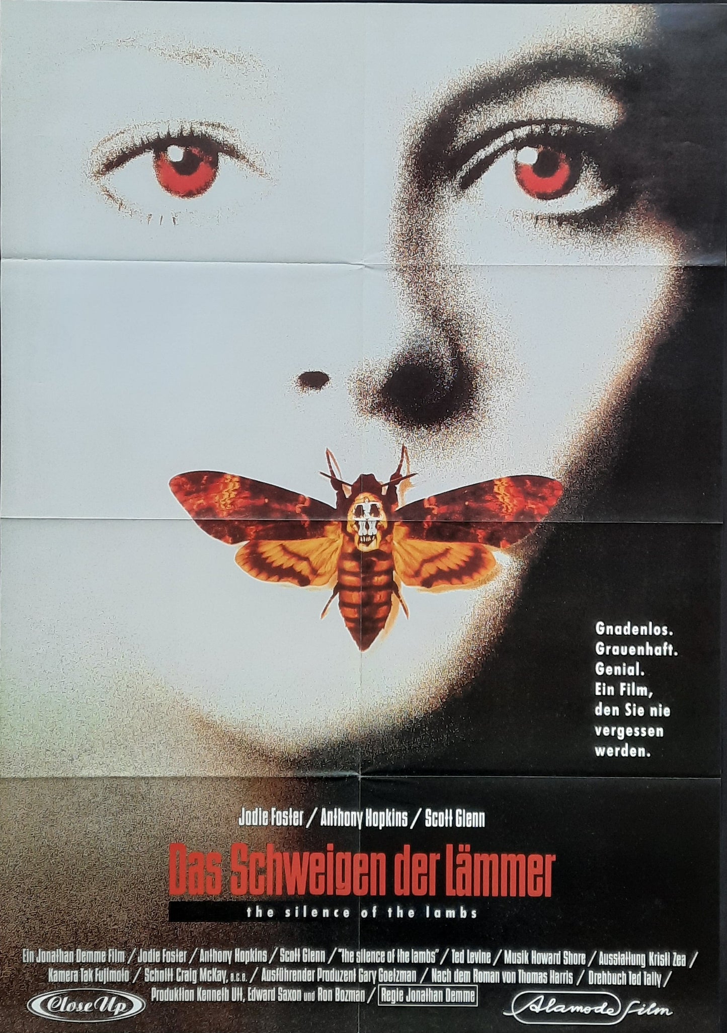 SILENCE OF THE LAMBS Original Movie Poster 1991 Anthony Hopkins Jodie Foster German 1-Sheet