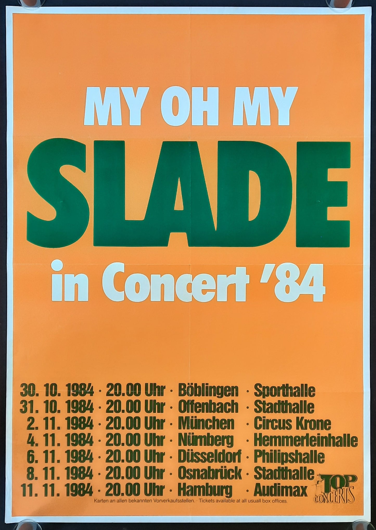 SLADE 1984 Original Concert Poster - Tour Germany