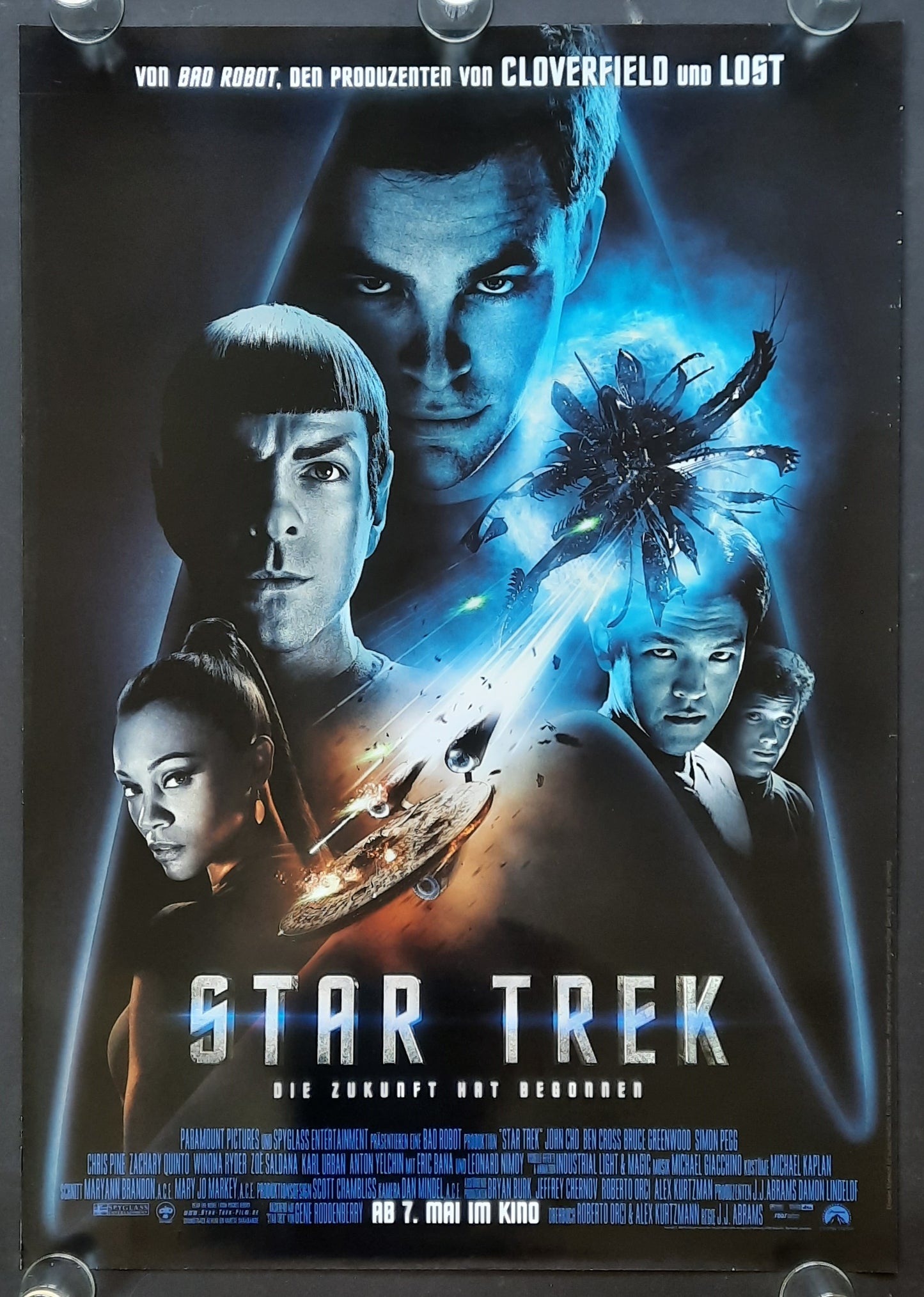 STAR TREK Original Movie Poster 2009 Pine Nimoy German 1-Sheet ROLLED
