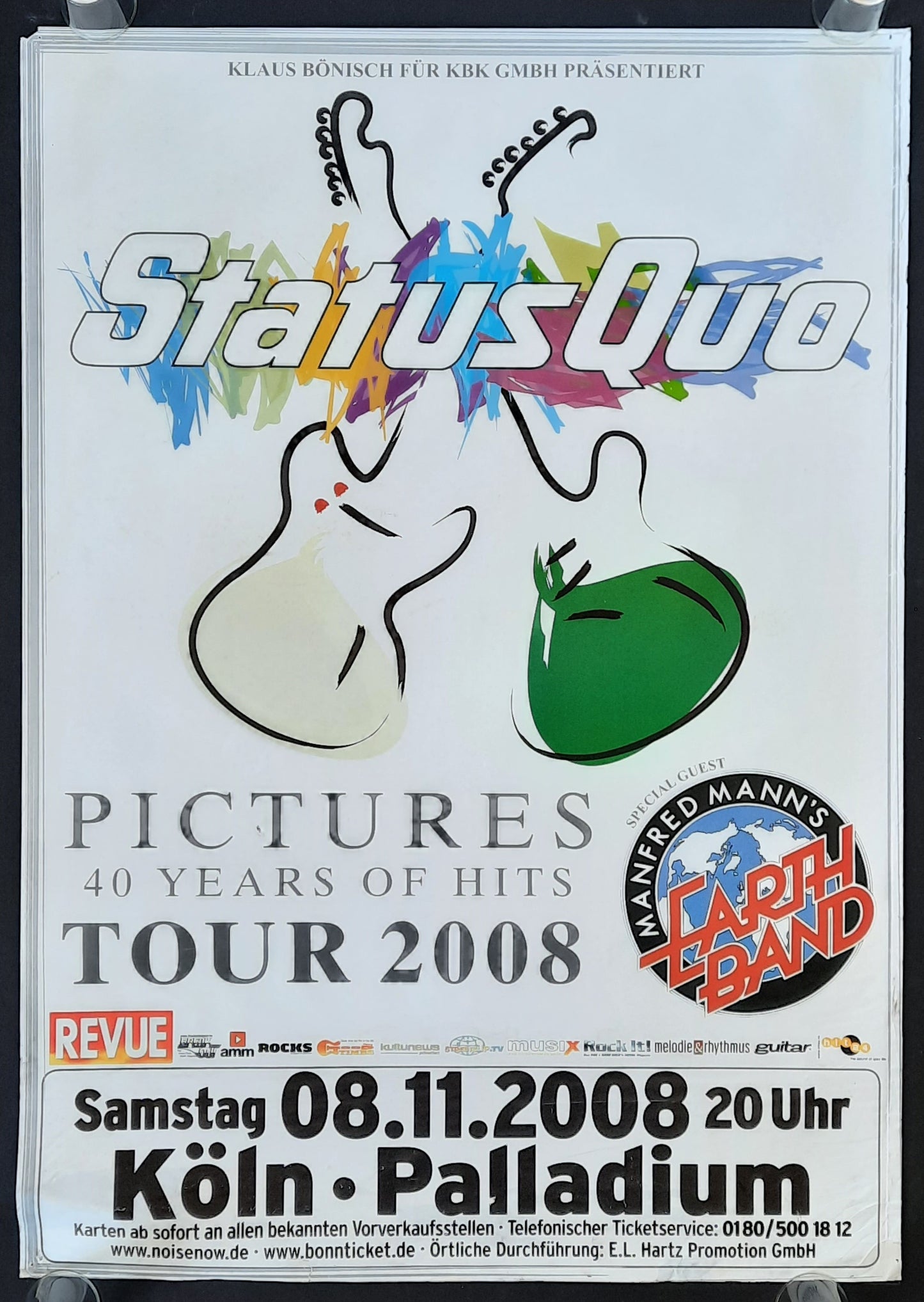 STATUS QUO Original Concert Poster November 11, 2008 Cologne Germany