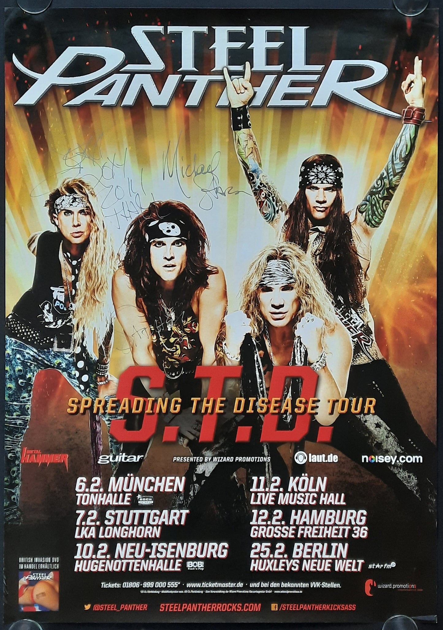 STEEL PANTHER Original Concert Poster 2013 Germany SIGNED