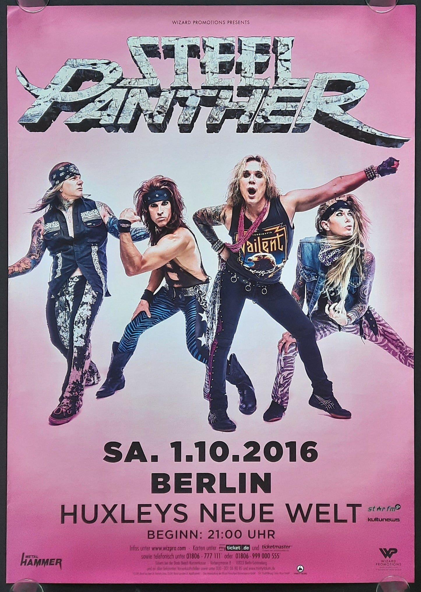 STEEL PANTHER Original Concert Poster October 1, 2016 Berlin Germany