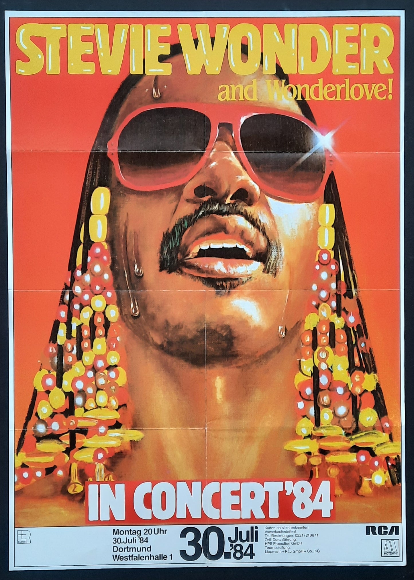 STEVIE WONDER Original Concert Poster July 30, 1984 Dortmund Germany