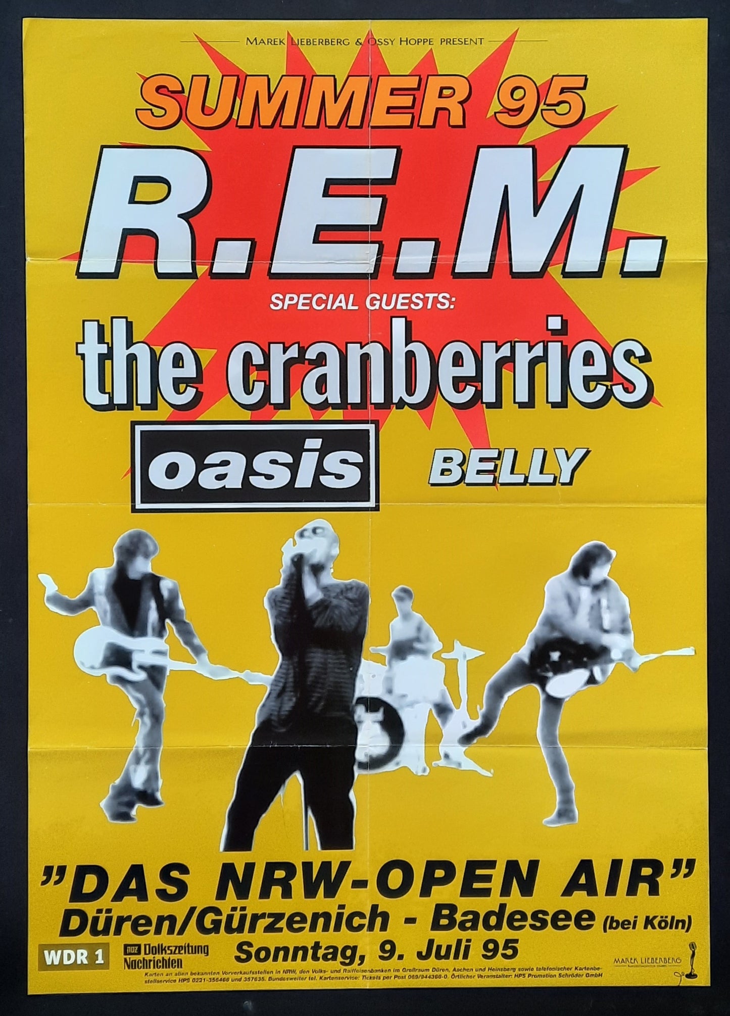 SUMMER FESTIVAL Original Concert Poster July 9, 1995 OASIS R.E.M.