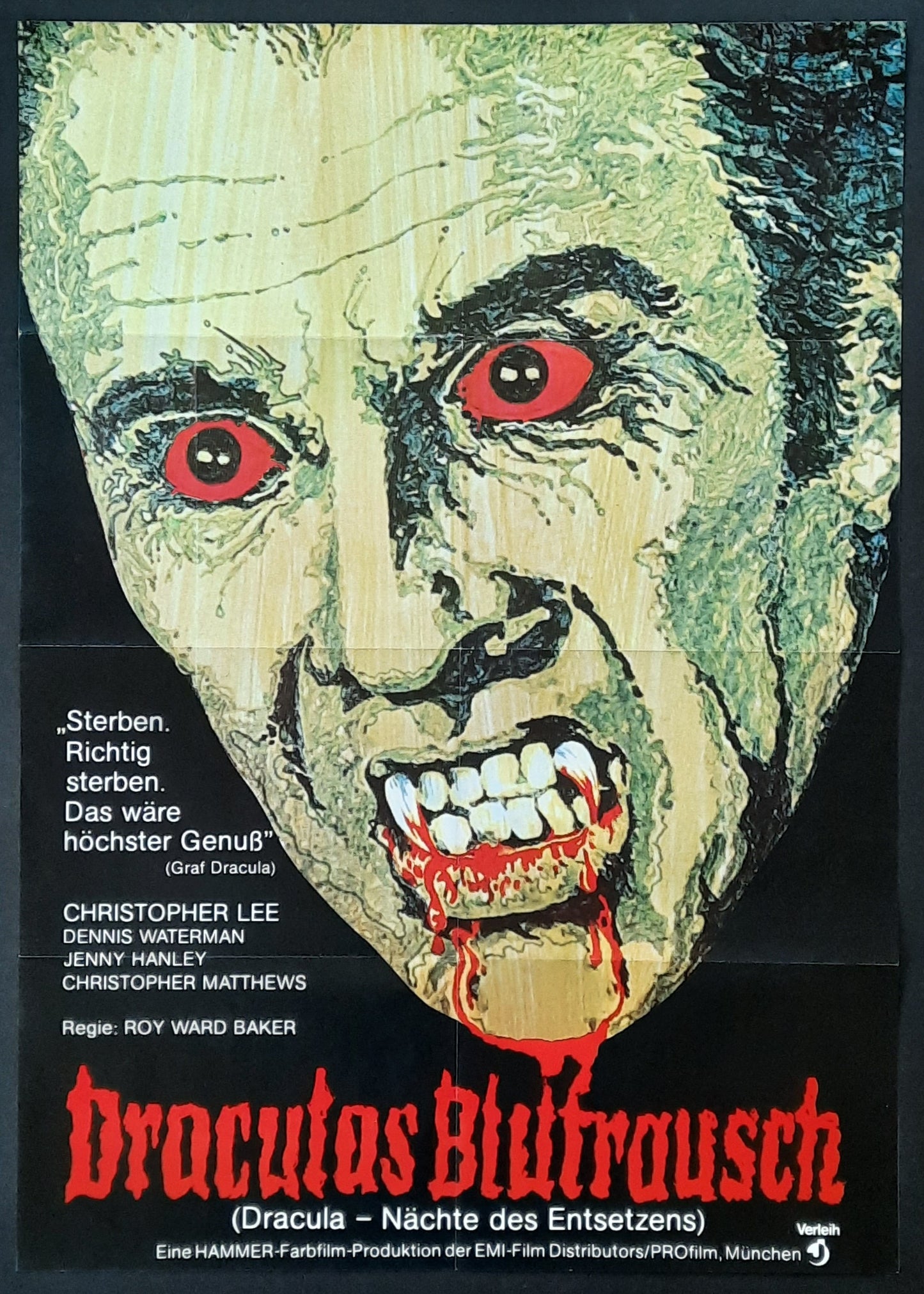 TASTE THE BLOOD OF DRACULA Original Movie Poster 1970 Christopher Lee Germany 1