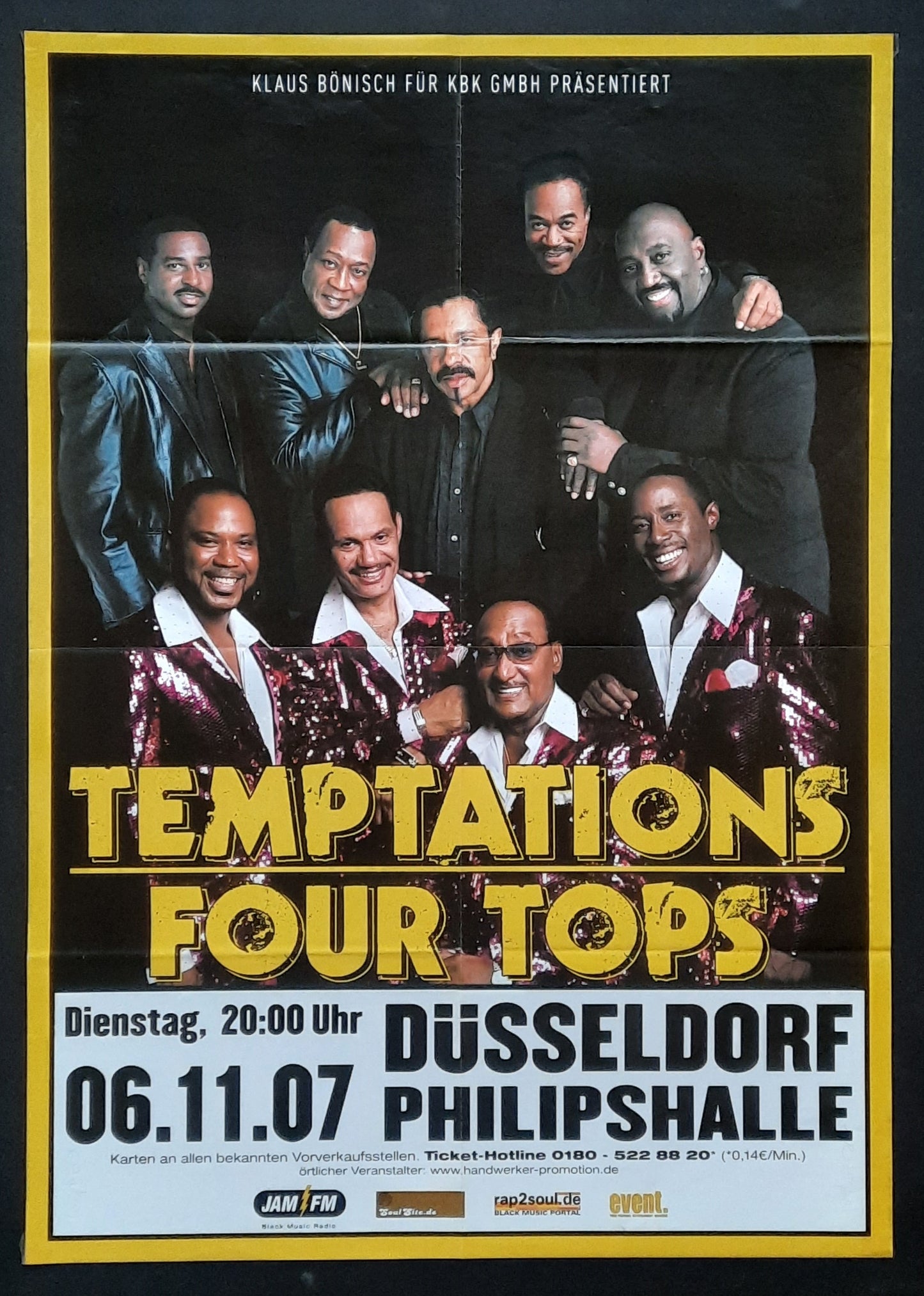 TEMPTATIONS - FOUR TOPS Original Concert Poster November 6, 2007 Düsseldprf Germany