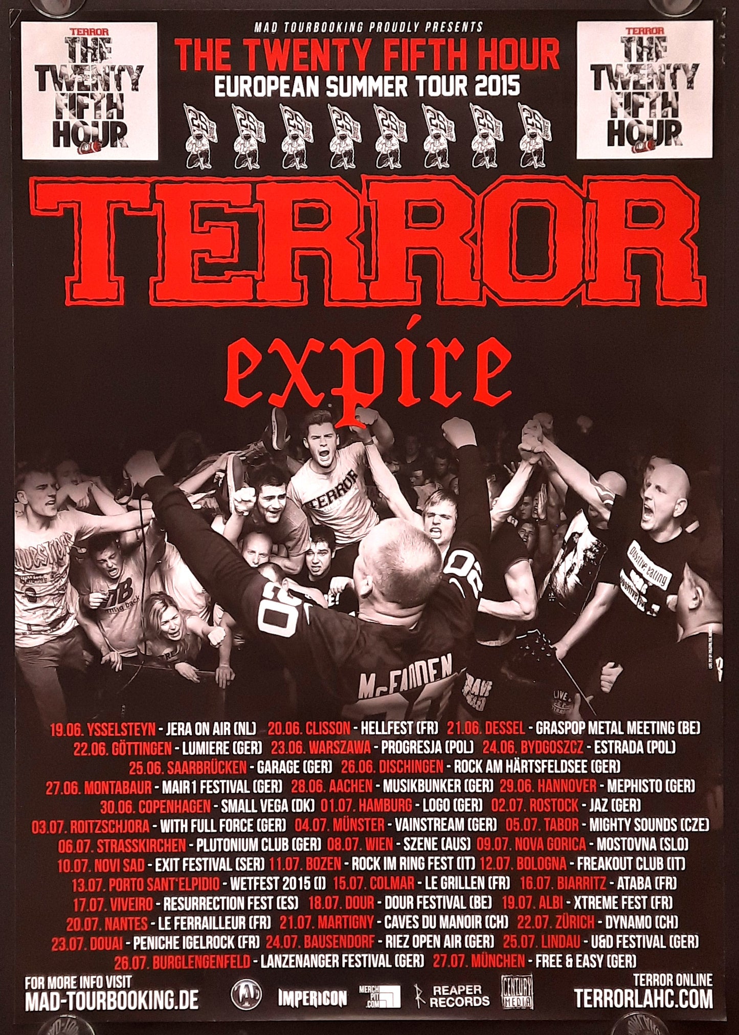 TERROR Original Concert Poster 2015 Europe Germany