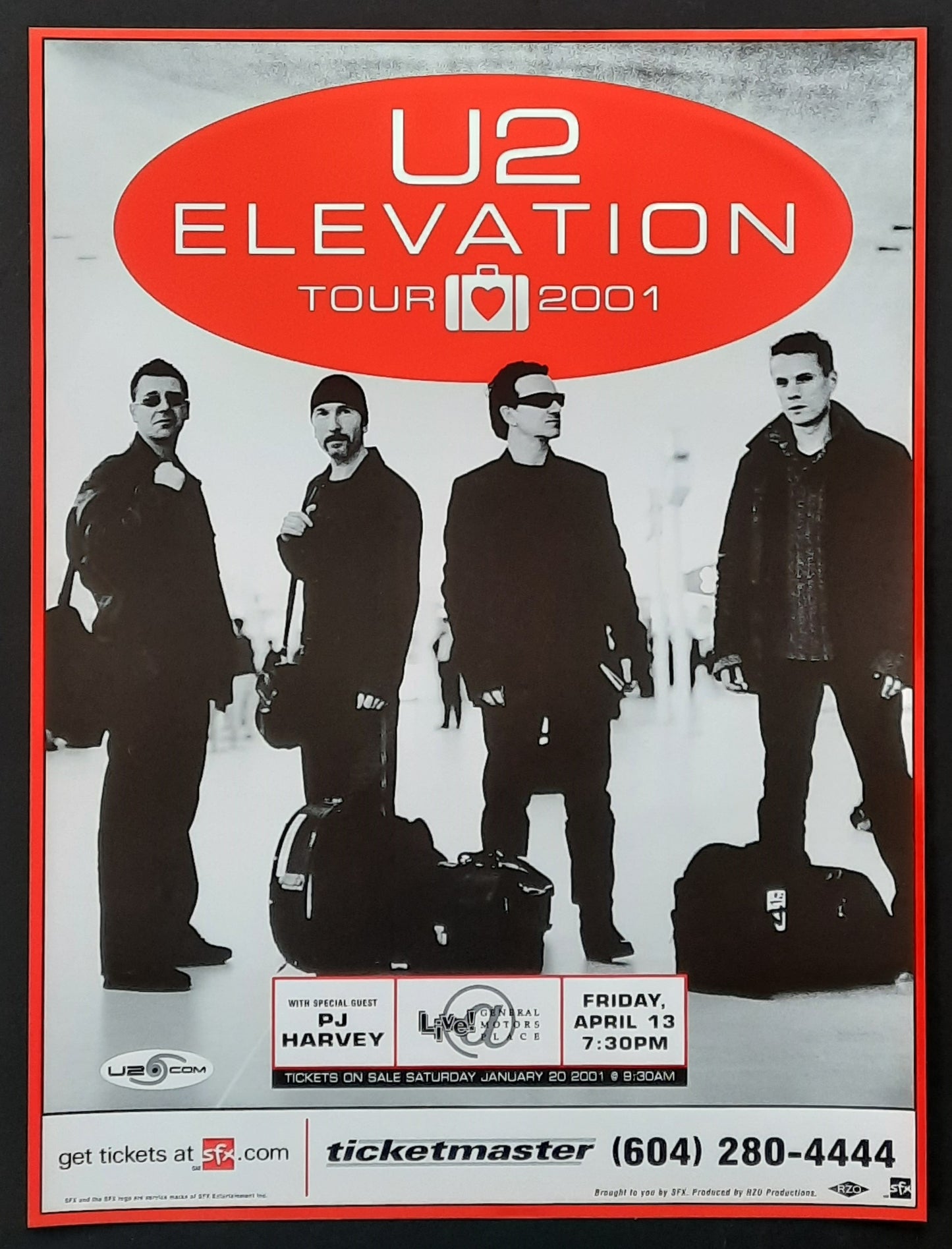 U2 Original Concert Poster April 13, 2001 Vancouver Canada 2