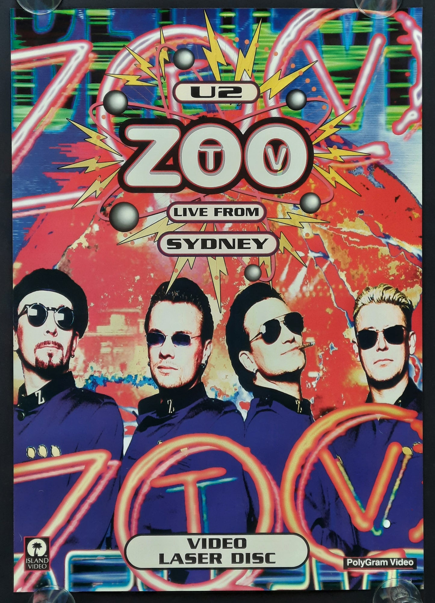 U2 Original Promotion Poster - 1994 Laser Disc "Zoo TV - Live from Sidney" 2
