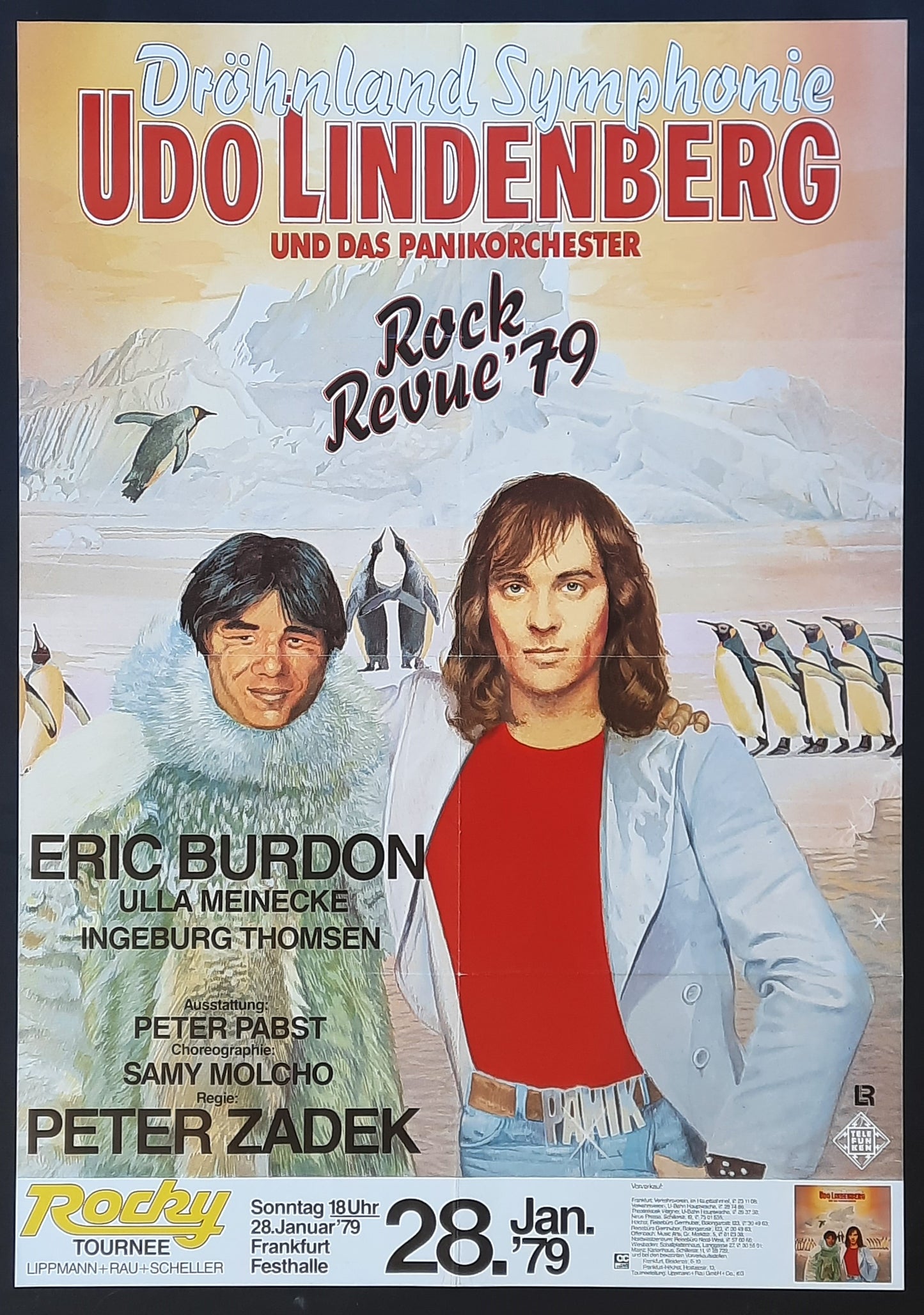 UDO LINDENBERG Original Concert Poster January 28, 1979 Frankfurt Germany