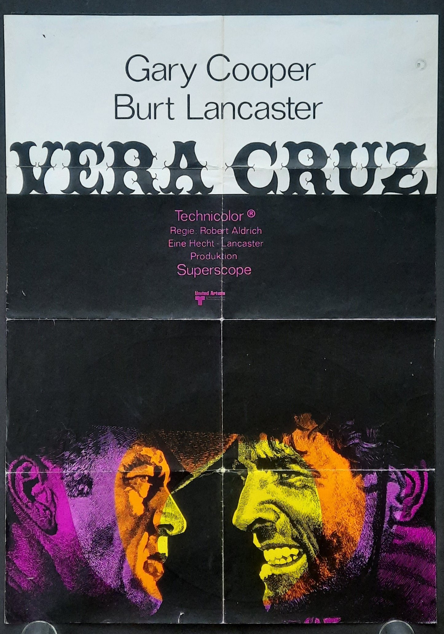 VERA CRUZ Original Movie Poster Re-1970 (1954) Gary Cooper Burt Lancaster