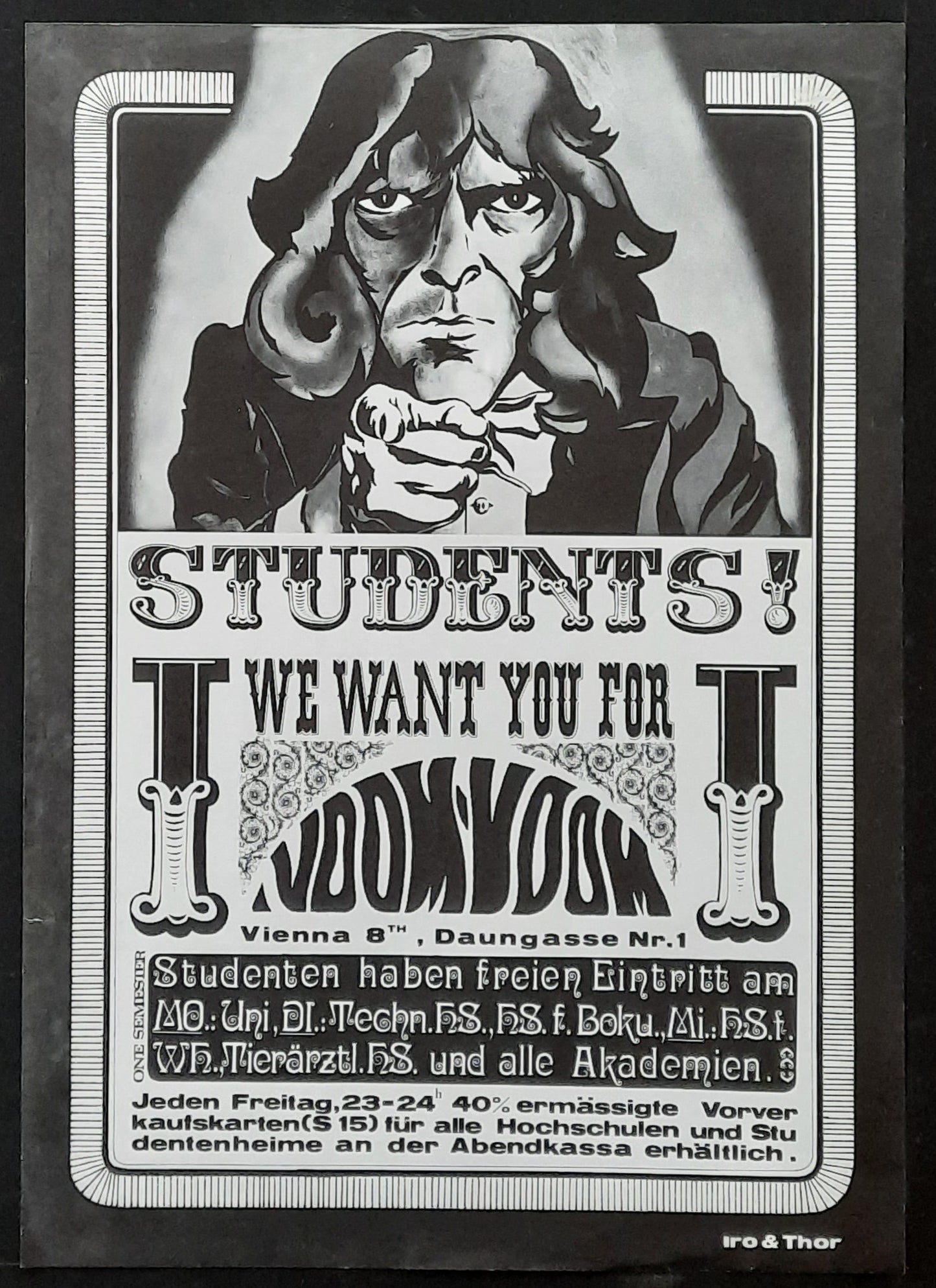 VOOM VOOM CLUB 1970s Original Advertising Poster - Discotheque Vienna Austria (Students)