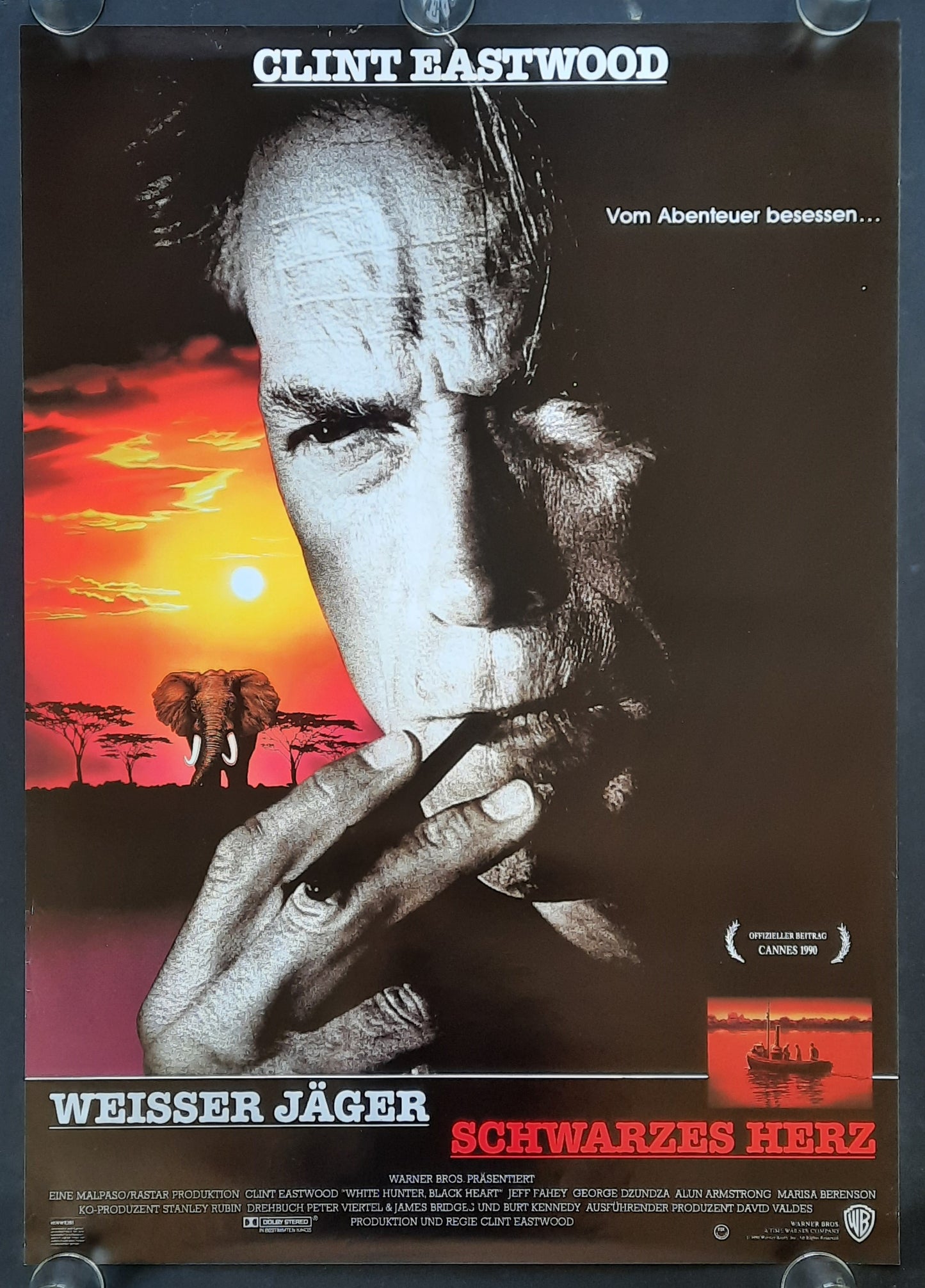 WHITE HUNTER BLACK HEART Original Movie Poster 1990 Clint Eastwood German 1-Sheet ROLLED