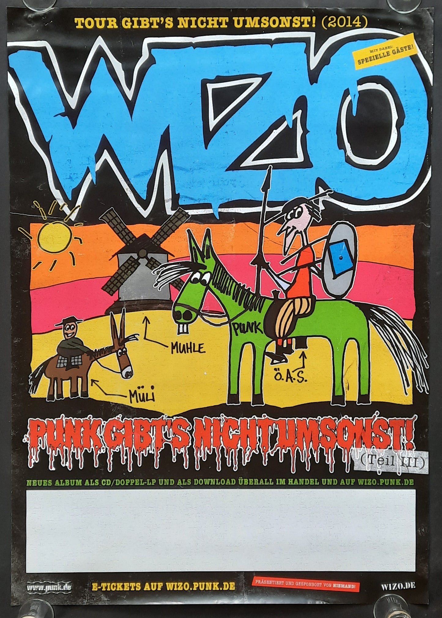 WIZO Original Concert Poster 2014 Tour "Punk gibt's nicht umsonst!" ROLLED