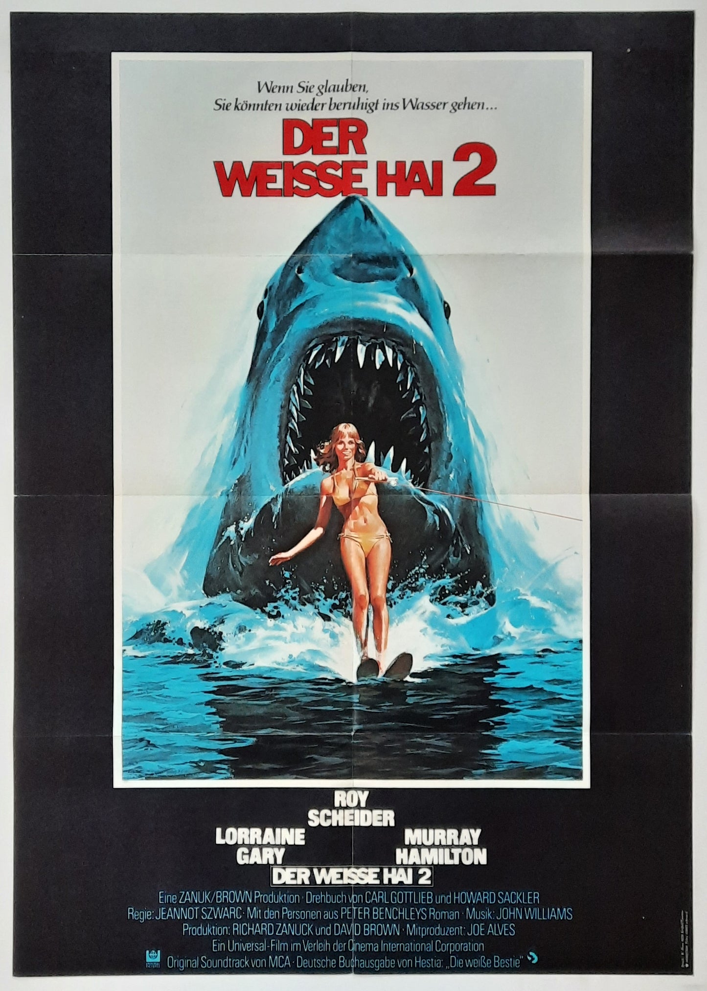 JAWS 2 Roy Scheider 1978 German 1-Sheet Movie Poster
