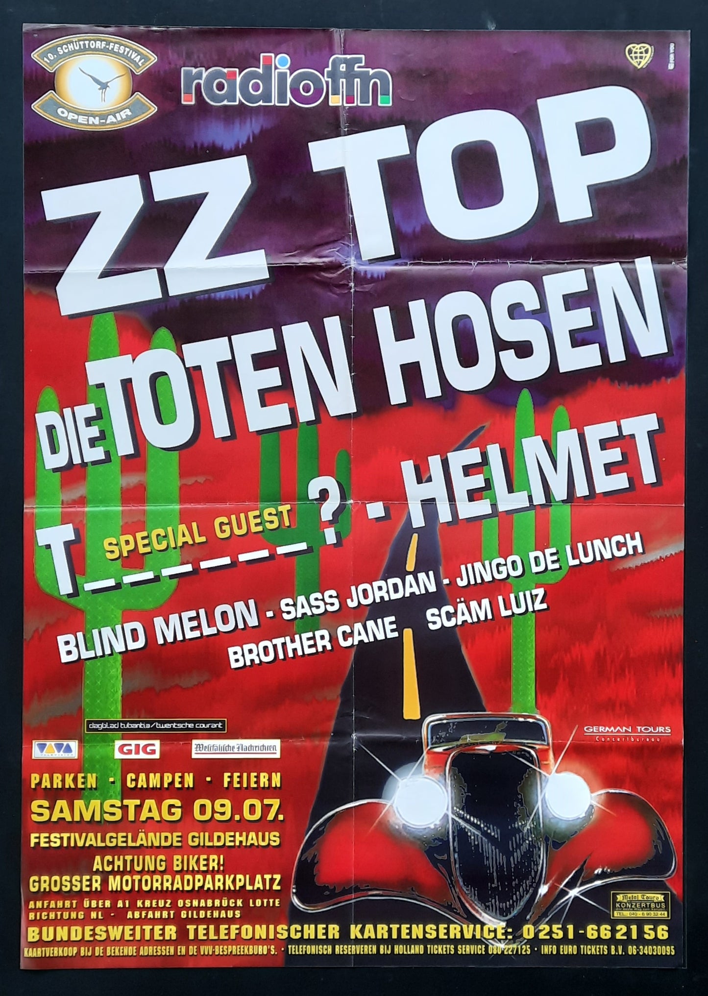 ZZ TOP - TOTEN HOSEN Original Concert Poster July 9, 1994 Schüttorf Festival Germany