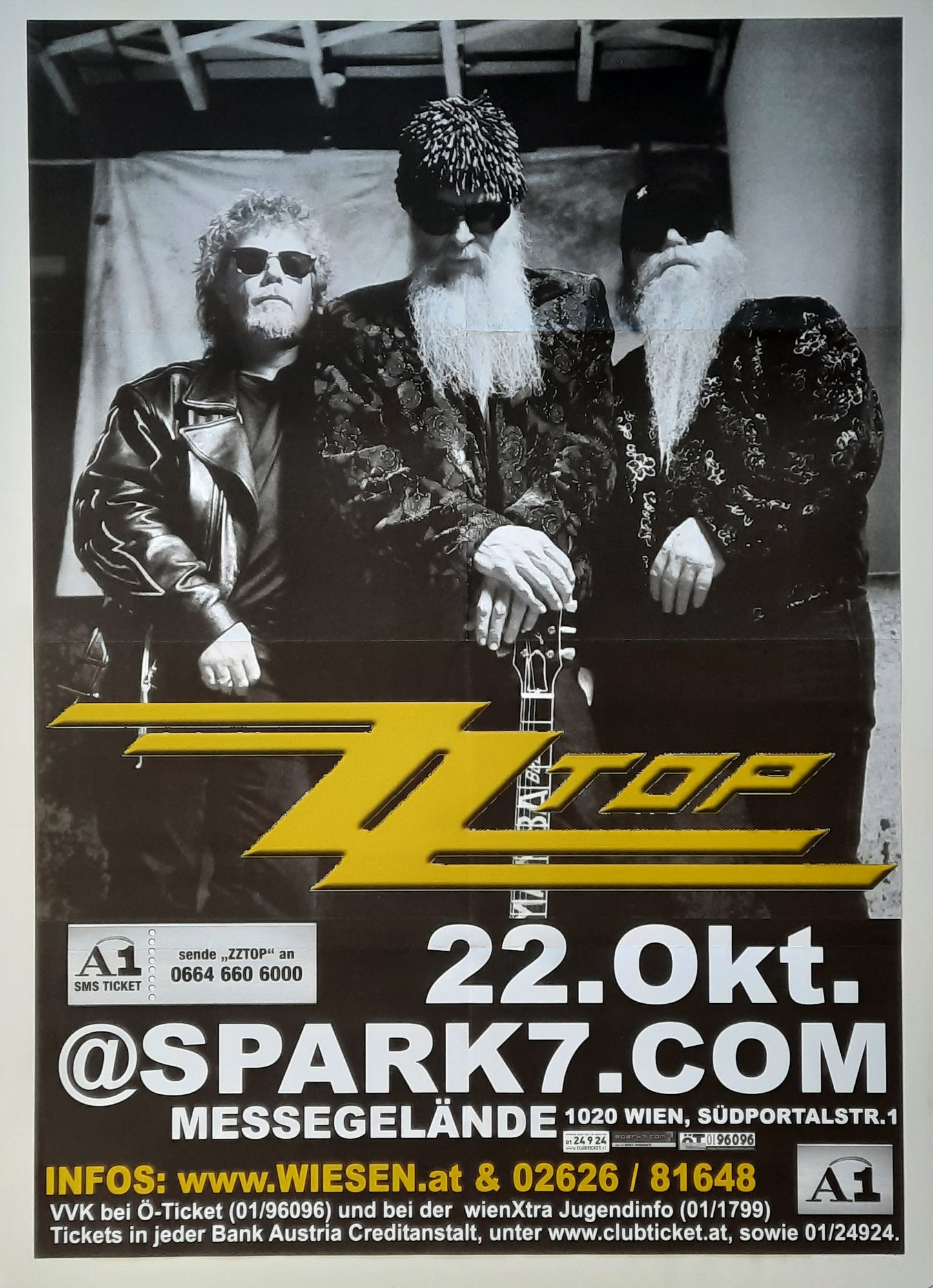 ZZ TOP Original Concert Poster October 22, 2003 Wiesen Austria 2