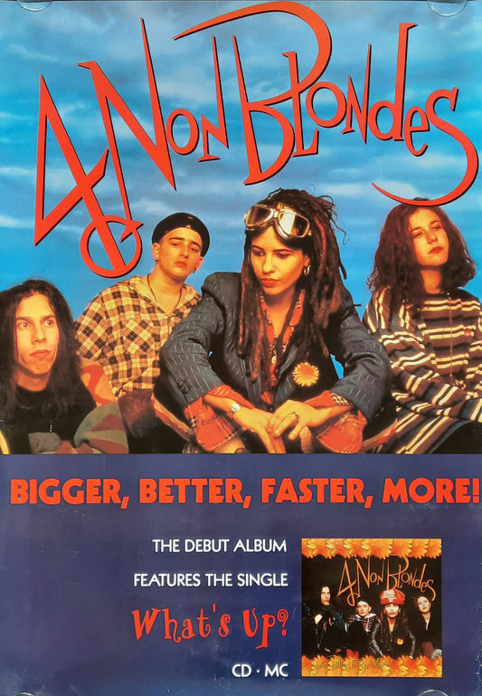 4 NON BLONDES Original Promotion Poster - 1994 Album "Bigger, Better..."