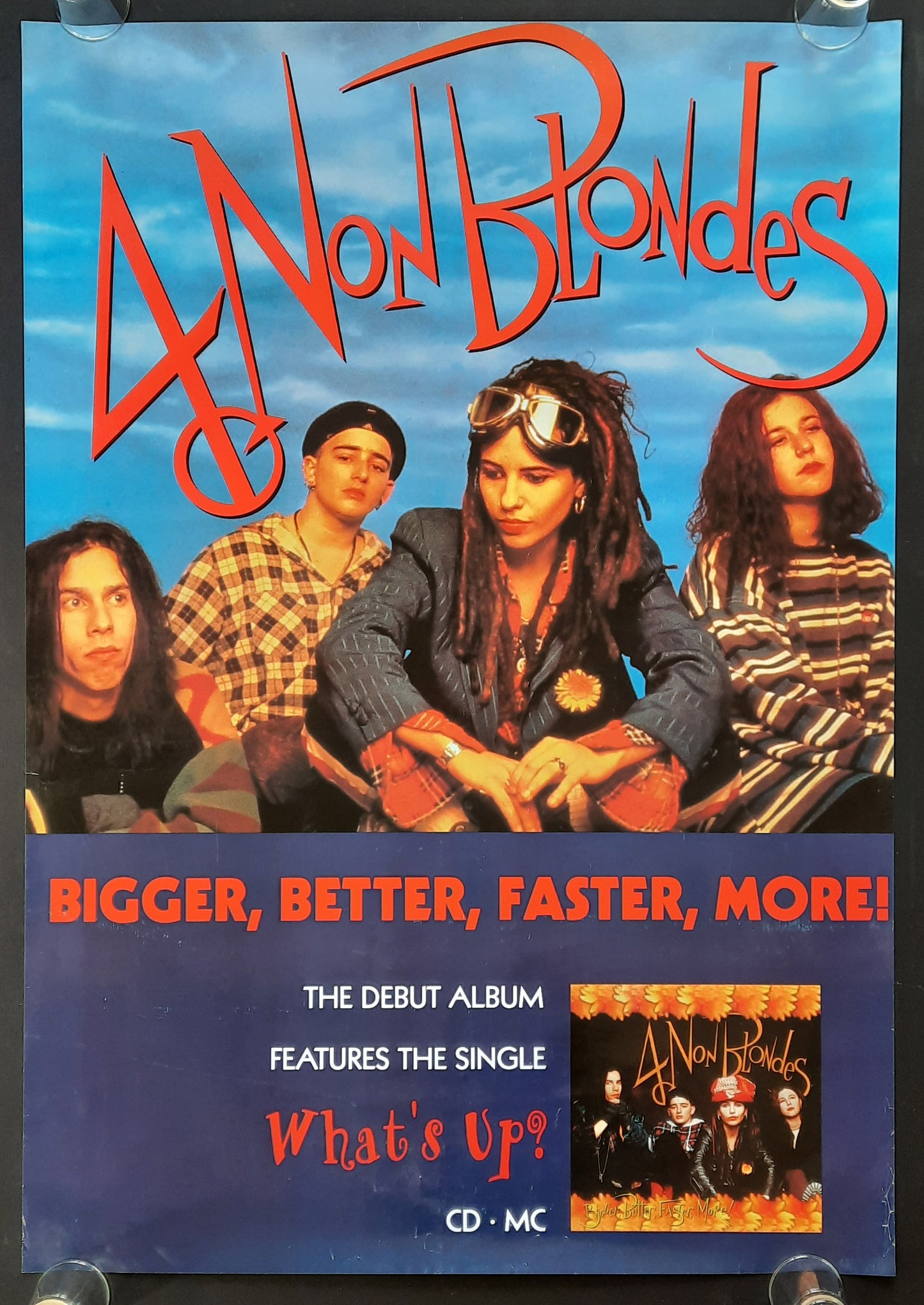 4 NON BLONDES Original Promotion Poster - 1994 Album "Bigger, Better..." 2