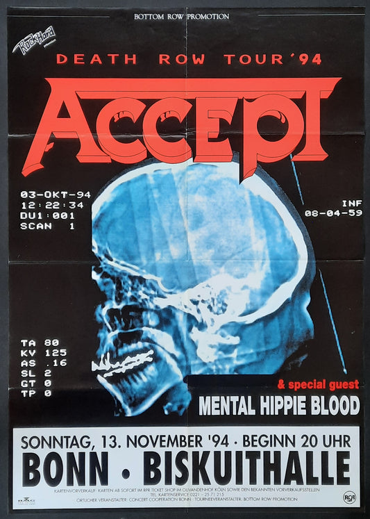 ACCEPT Original Concert Poster November 13, 1994 Bonn Germany