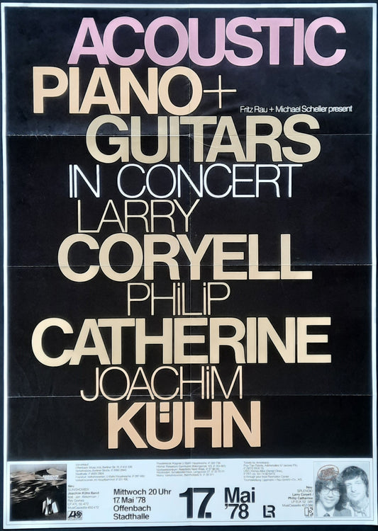 ACCOUSTIC PIANO GUITARS Coryell Catherine Kühn Original Concert Poster May 17, 1978 Offenbach Germany 1