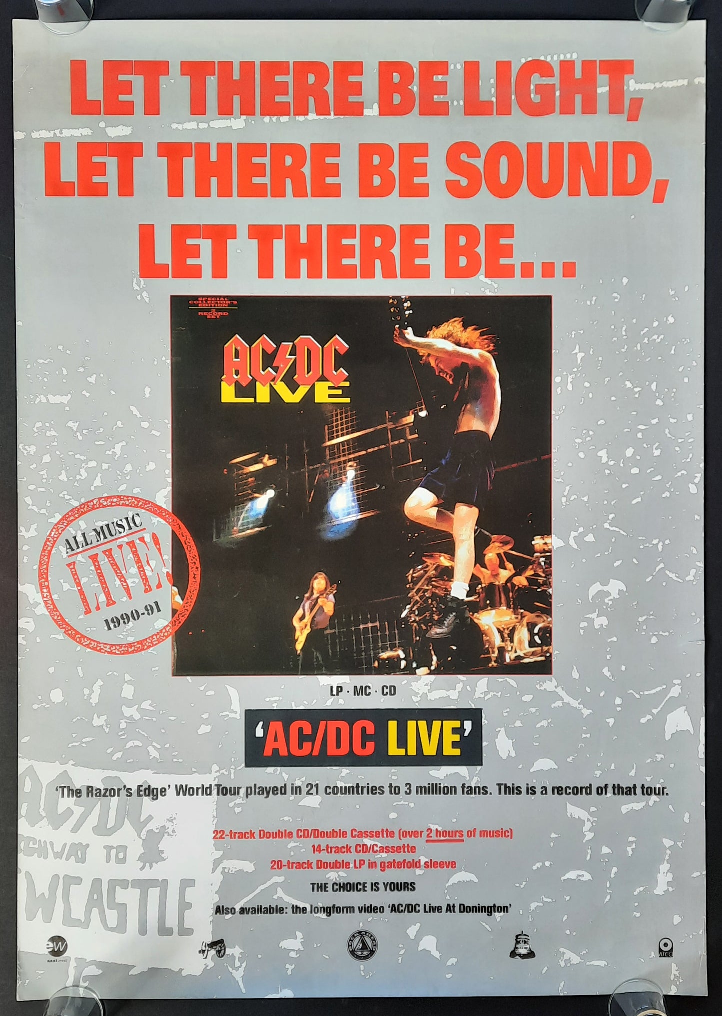 AC/DC 1992 Promotion Poster "Live" Album 23 x 33 inch Germany 1st print