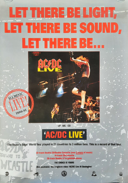 AC/DC 1992 Promotion Poster "Live" Album 23 x 33 inch Germany 1st print