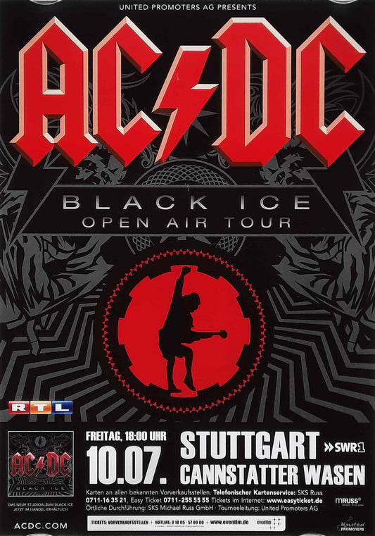 AC/DC Original Concert Poster July 10, 2009 Stuttgart Germany (small version)