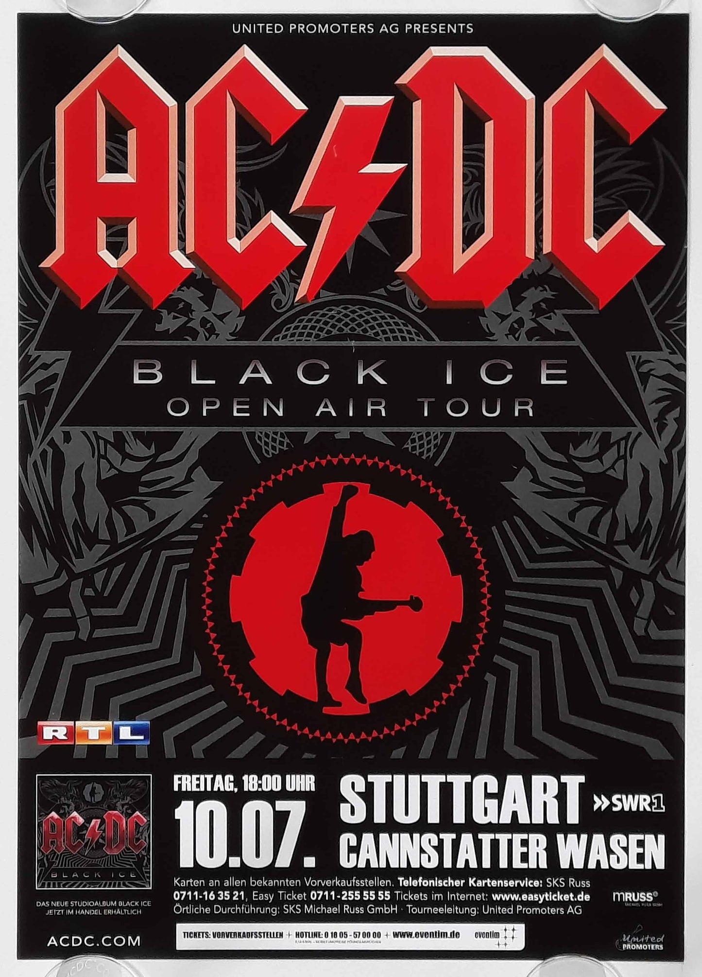 AC/DC Original Concert Poster July 10, 2009 Stuttgart Germany (small version) 2