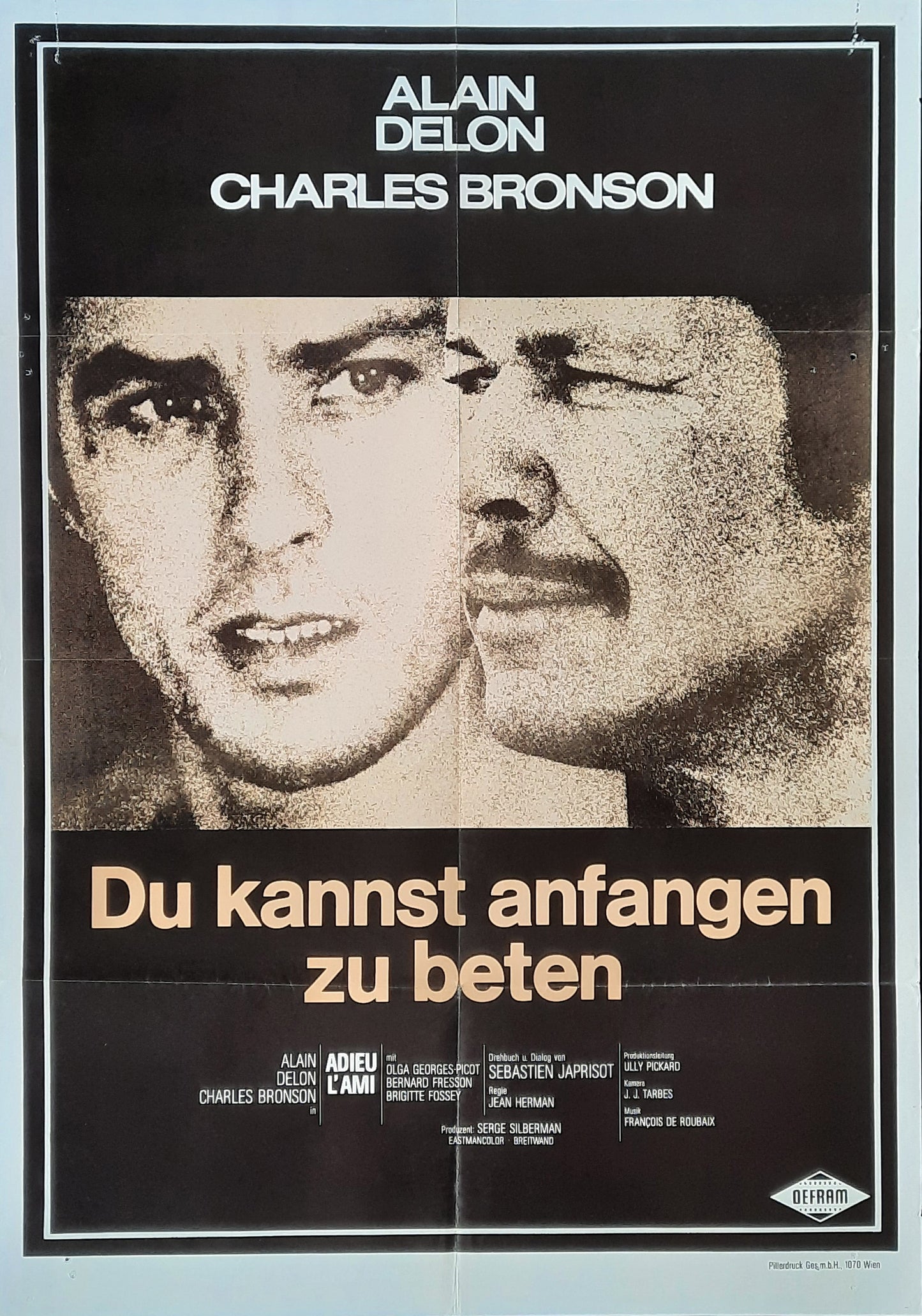 ADIEU L'AMI Original Movie Poster 1968 Charles Bronson Alain Delon Germany 1-Sheet