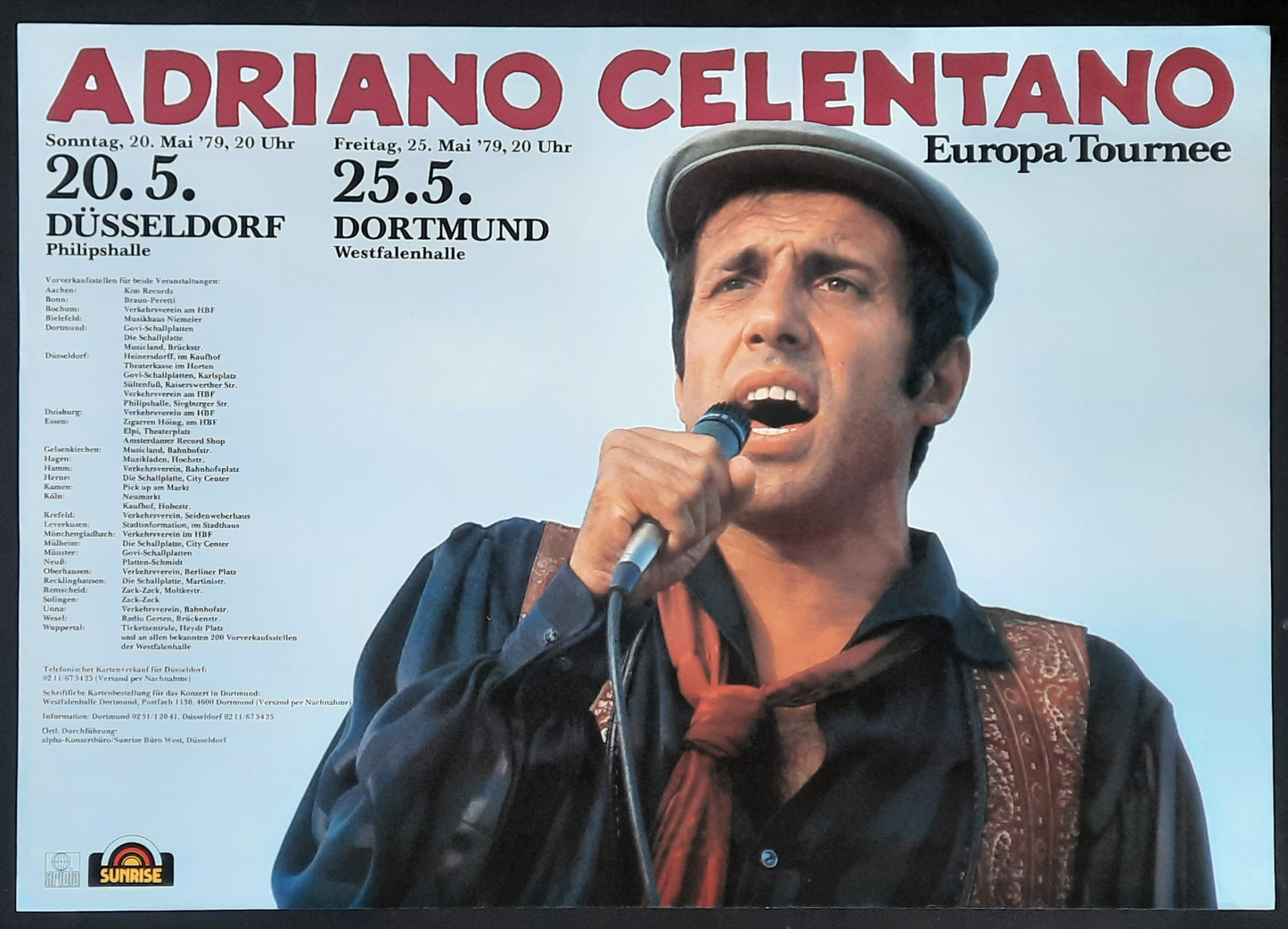 ADRIANO CELENTANO Original Concert Poster 1979 Duesseldorf Dotmund Germany 1