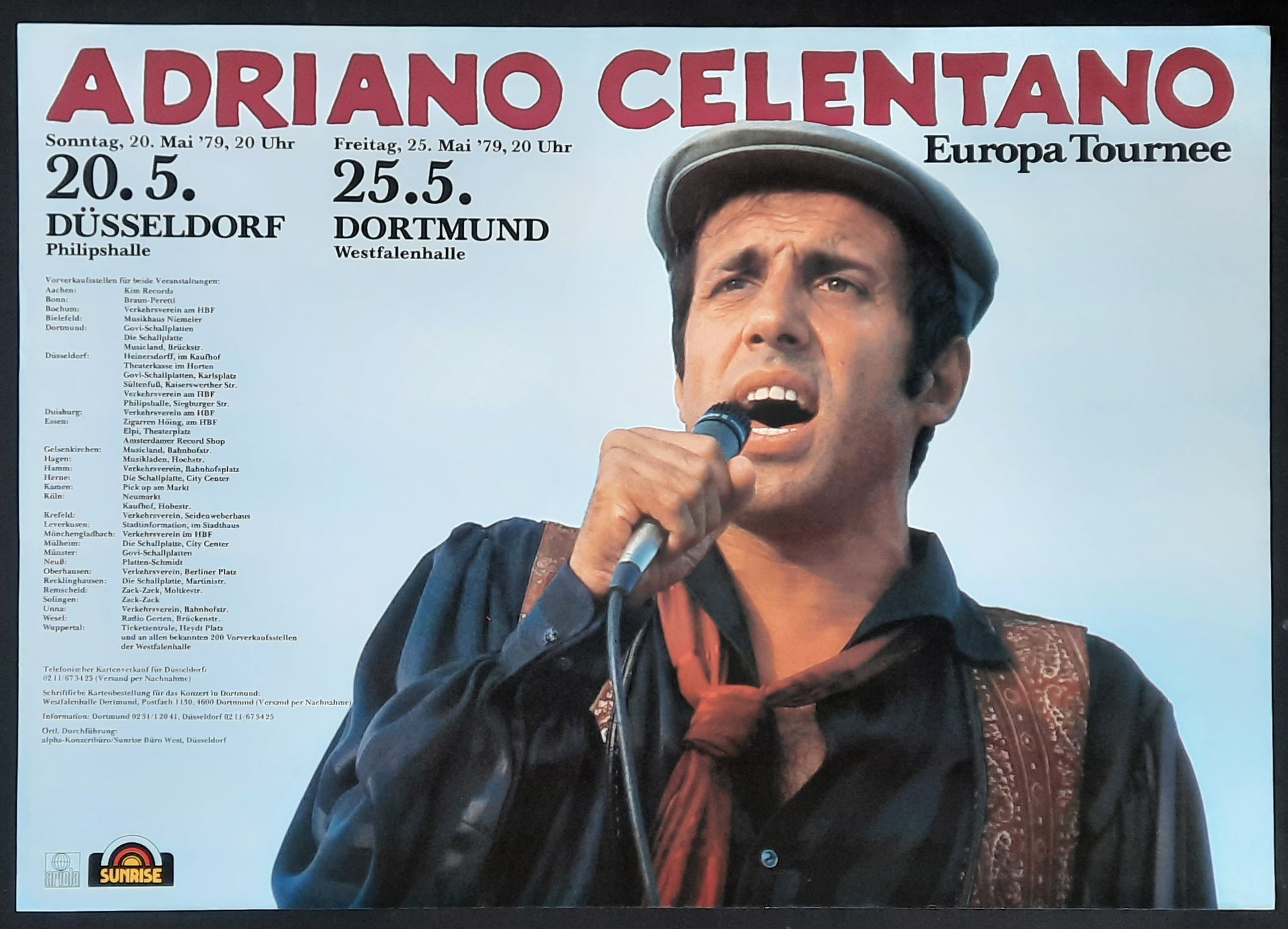 ADRIANO CELENTANO Original Concert Poster 1979 Duesseldorf Dotmund Germany 1