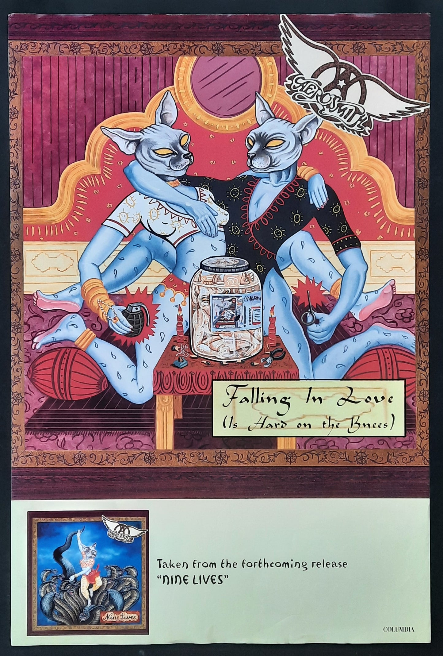 AEROSMITH Original Promotion Poster - 1997 Single FALLING IN LOVE - NINE LIVES Album 1