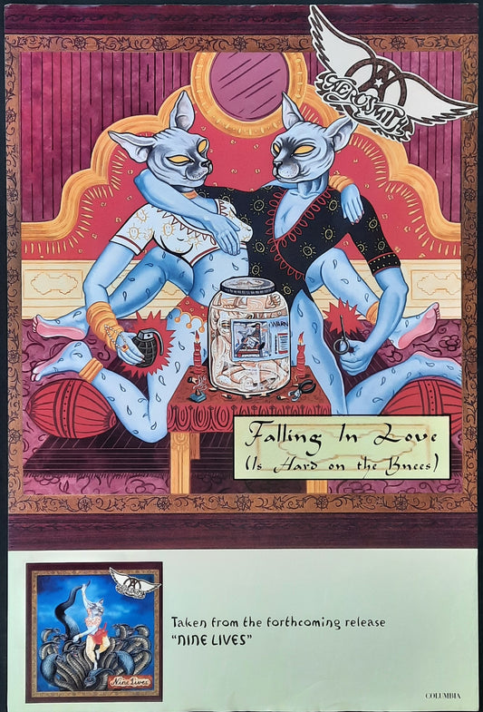 AEROSMITH Original Promotion Poster - 1997 Single FALLING IN LOVE - NINE LIVES Album 1