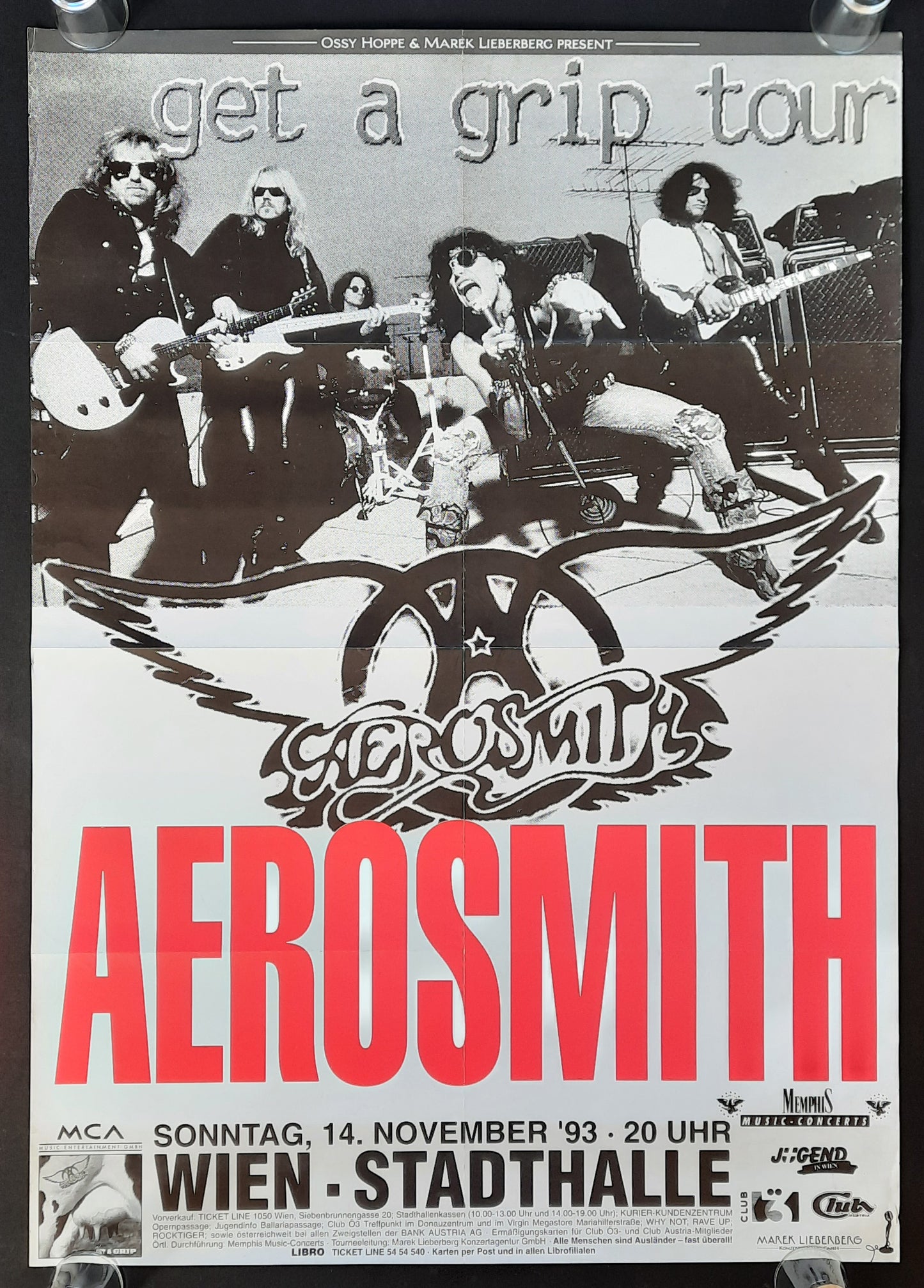 AEROSMITH Original Concert Poster November 14, 1993 Vienna Austria 1st print 2